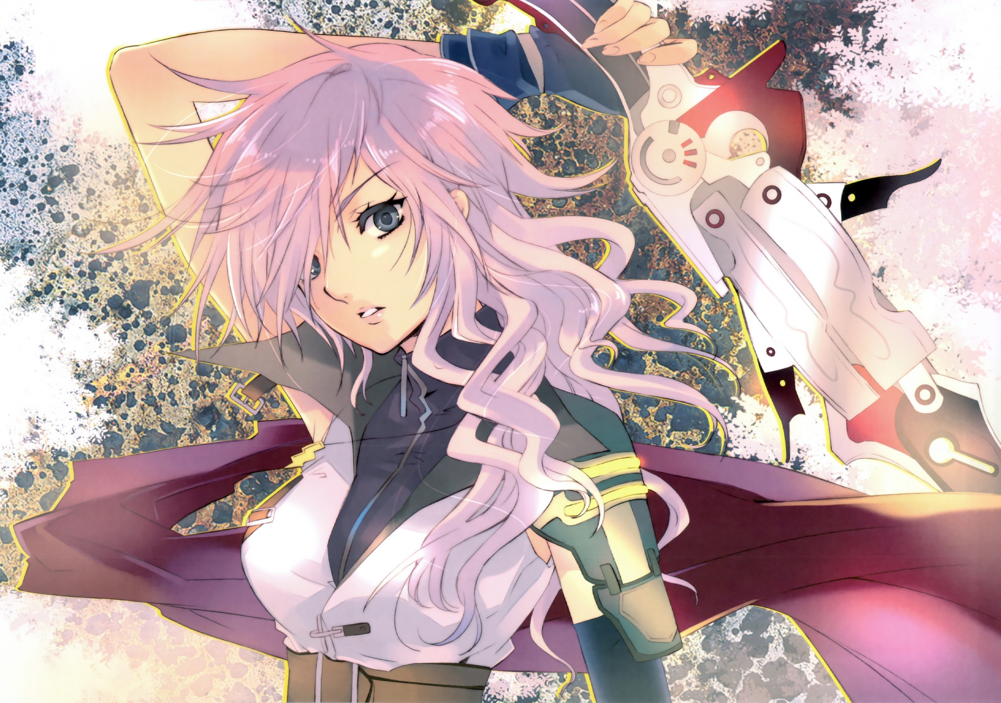 final_fantasy, final_fantasy_xiii, fujitsubo-machine, itou_noiji, lightning_farron, pink_hair, sword, weapon