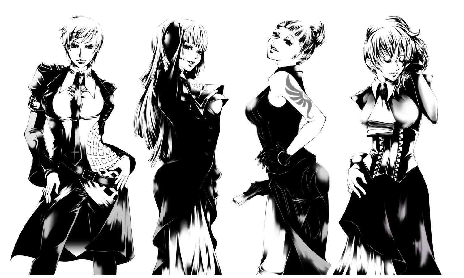 monochrome, umineko_no_naku_koro_ni, ushiromiya_eva, ushiromiya_kyrie, ushiromiya_natsuhi, ushiromiya_rosa