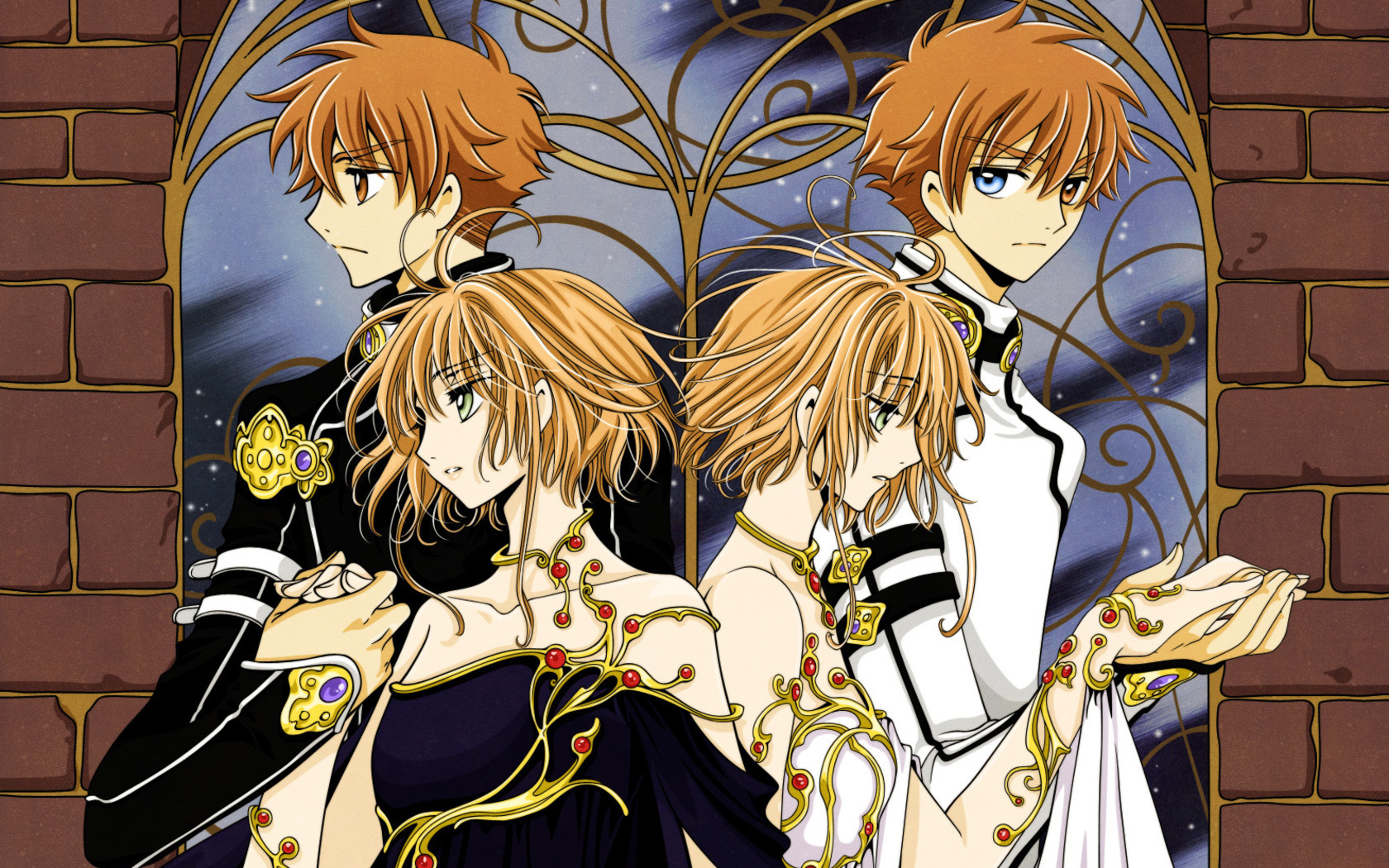 bicolored_eyes, brown_eyes, brown_hair, clamp, green_eyes, male, sakura_(tsubasa), short_hair