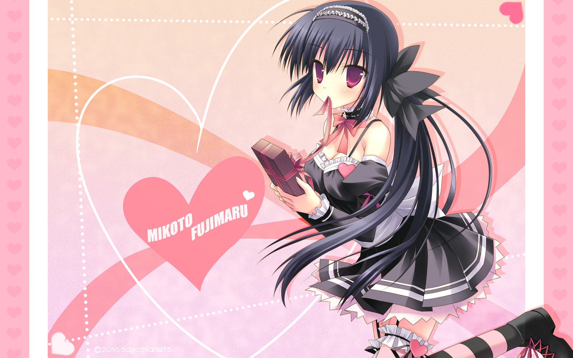 black_hair, breasts, cleavage, fujimaru_mikoto, kisaragi_gold_star, long_hair, red_eyes, saga_planets