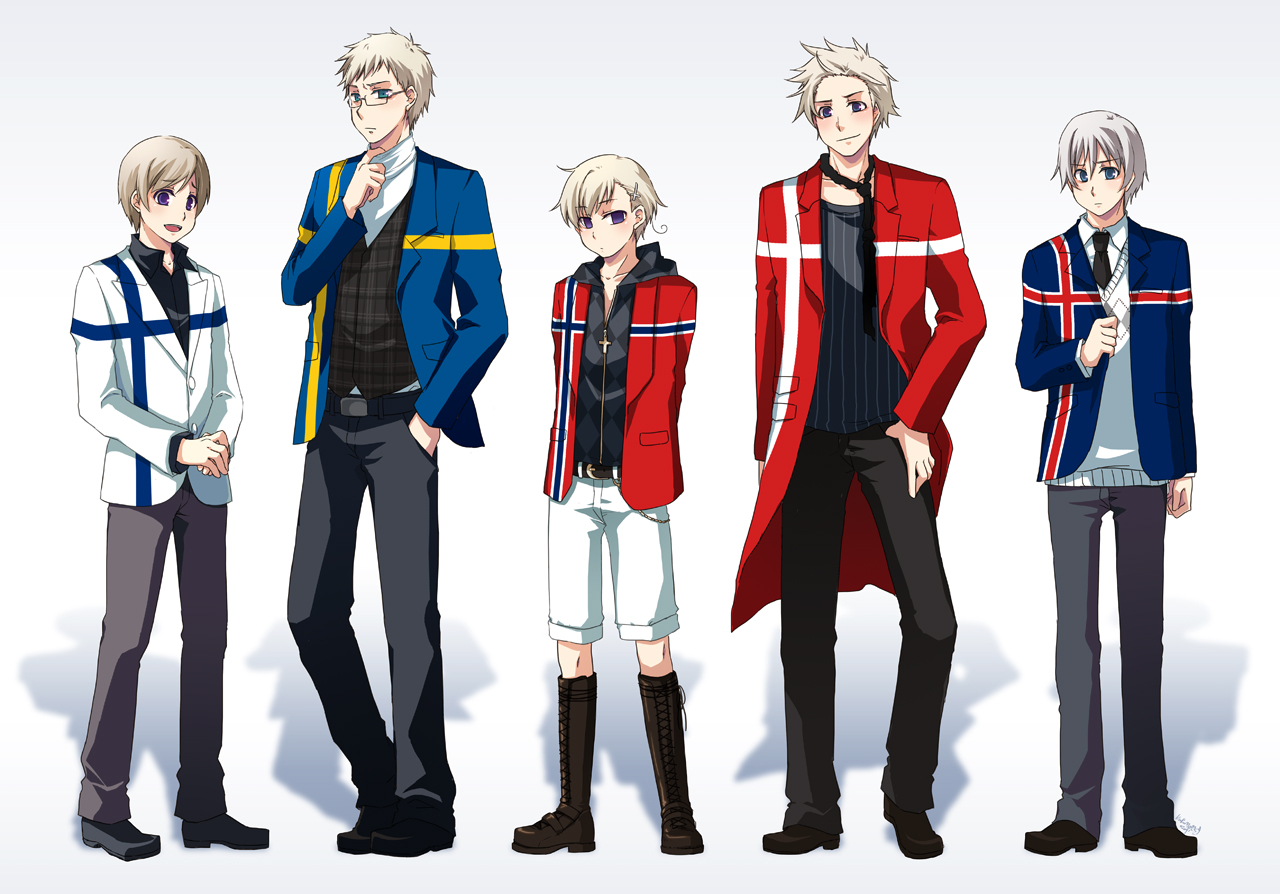 all_male, anthropomorphism, axis_powers_hetalia, denmark_(hetalia), finland_(hetalia), iceland_(hetalia), male, norway_(hetalia), sweden_(hetalia)