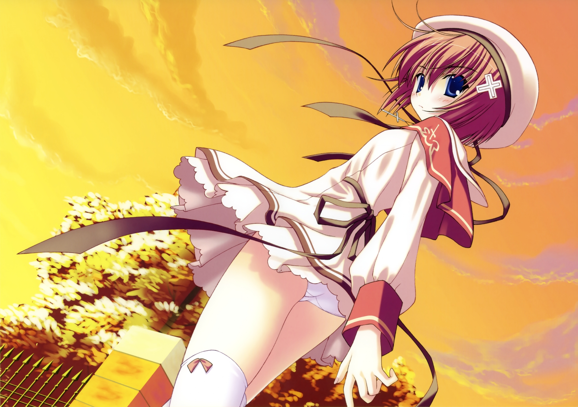 azel, blush, nanao_naru, panties, scan, school_uniform, thighhighs, twinkle_crusaders, underwear