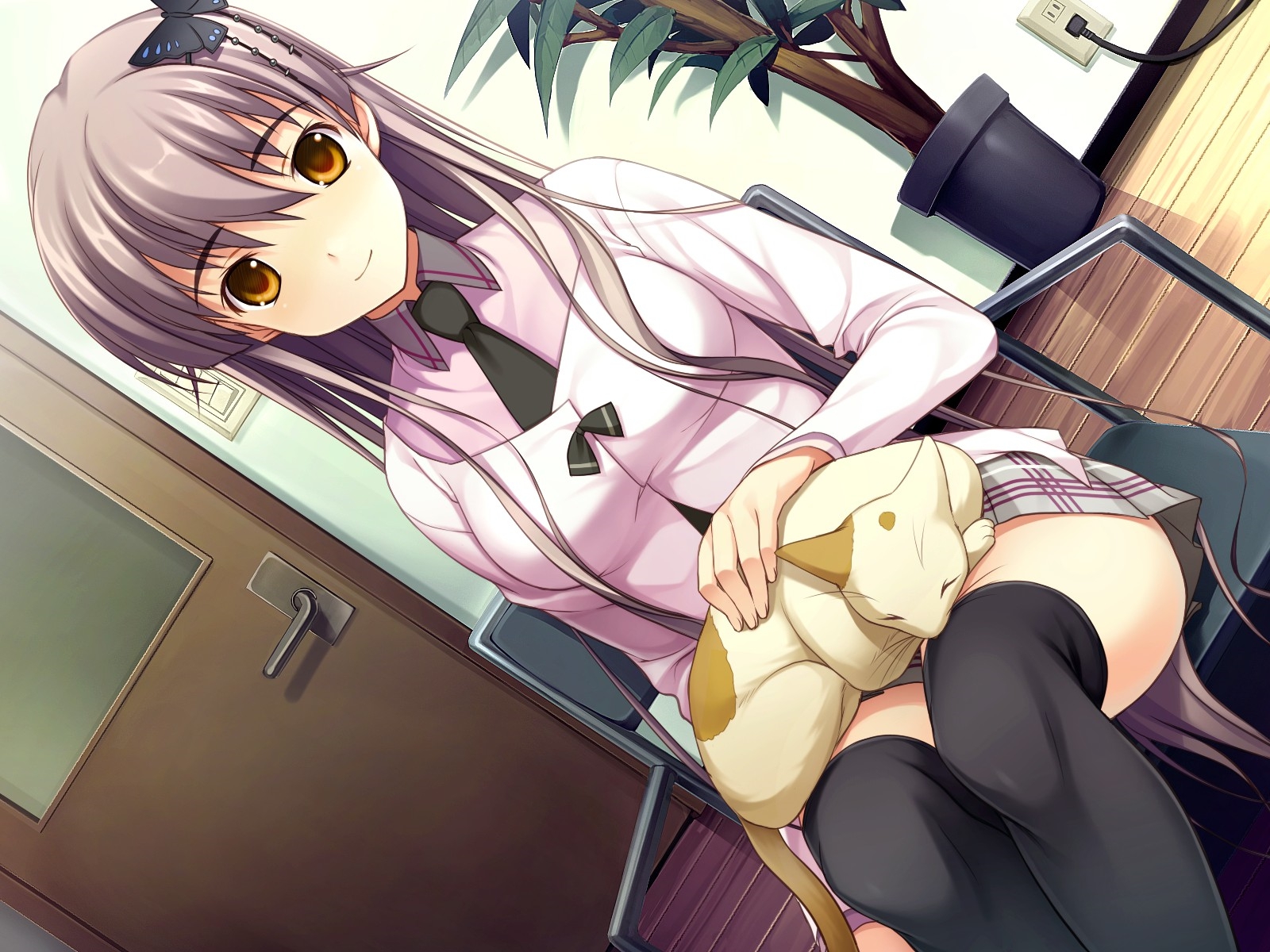 amakura, animal, cat, game_cg, id_-rebirth_session-, katase_sakura, root_nuko, school_uniform, thighhighs