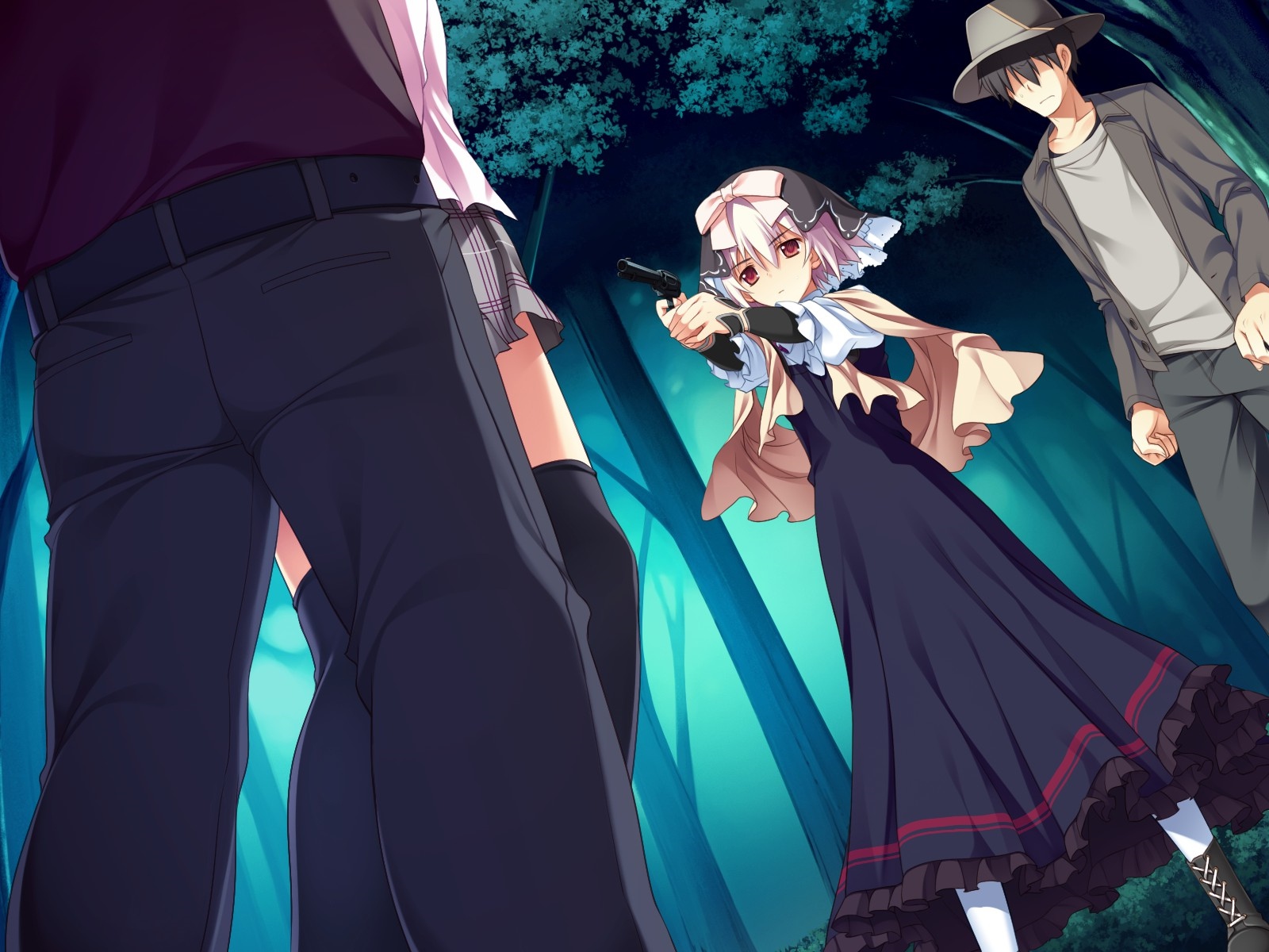 amakura, game_cg, group, gun, himuro_sae, id_-rebirth_session-, katase_sakura, male