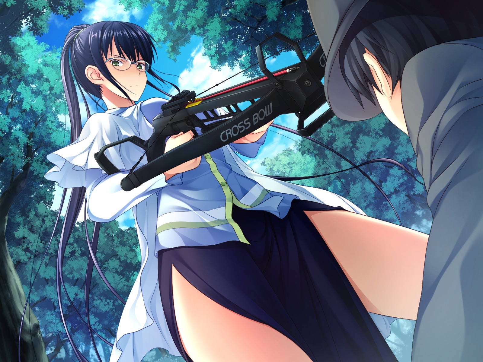 amakura, game_cg, glasses, id_-rebirth_session-, male, root_nuko, saionji_kyouko, tagme_(character), weapon
