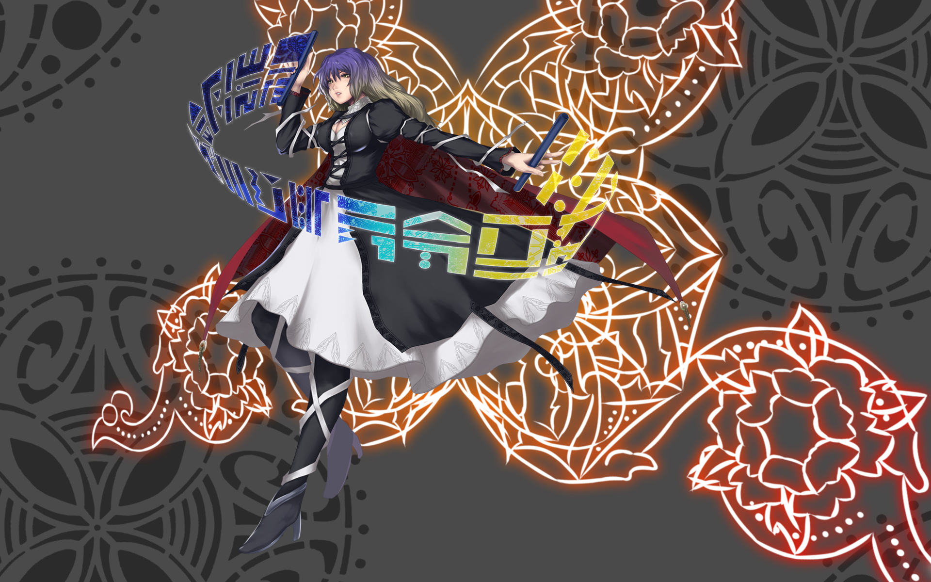 blonde_hair, cape, dress, hijiri_byakuren, long_hair, muchakushoku, purple_hair, touhou