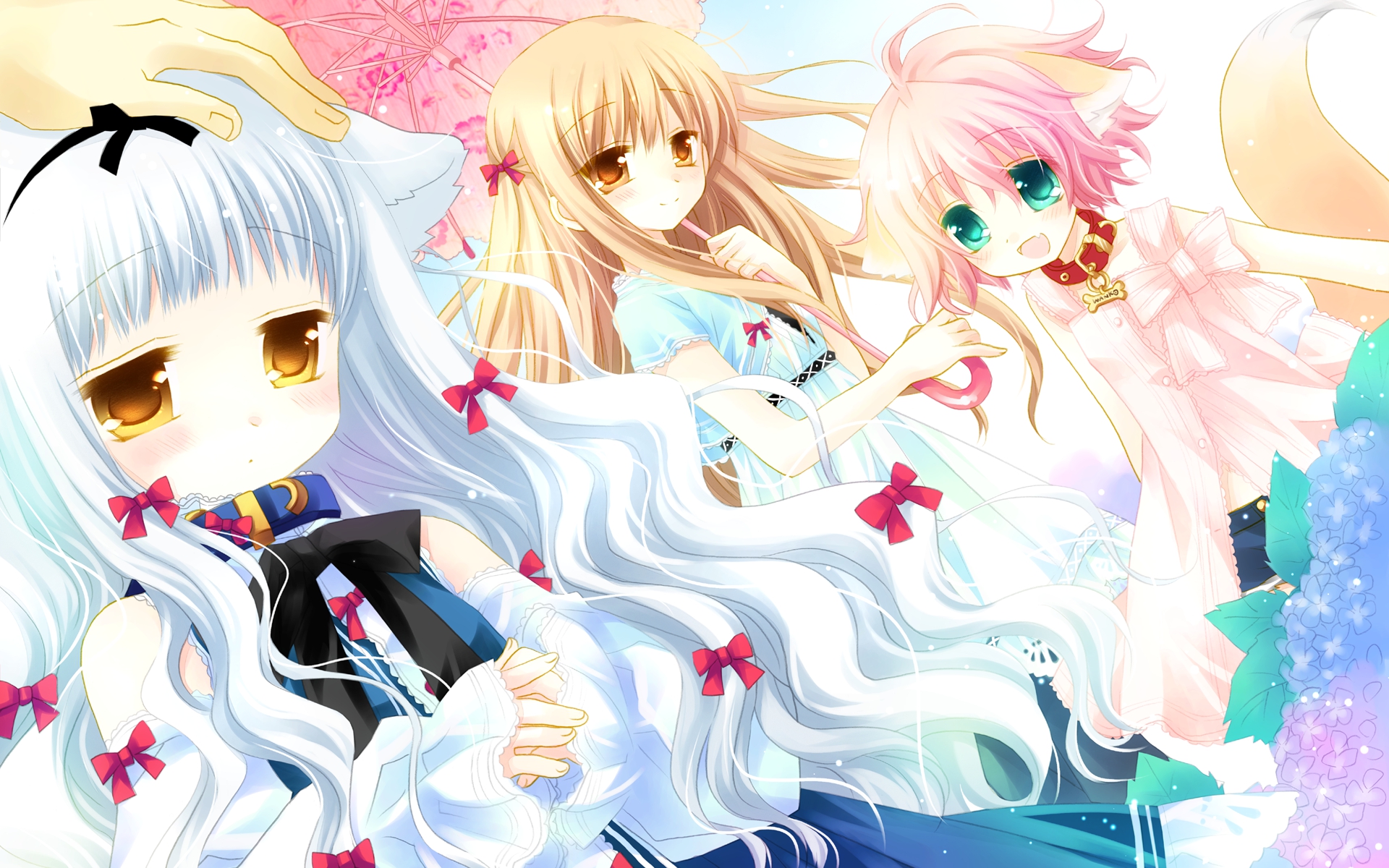 animal_ears, blush, fang, foxgirl, lily_(w&l), sakurazawa_izumi, tail, touko