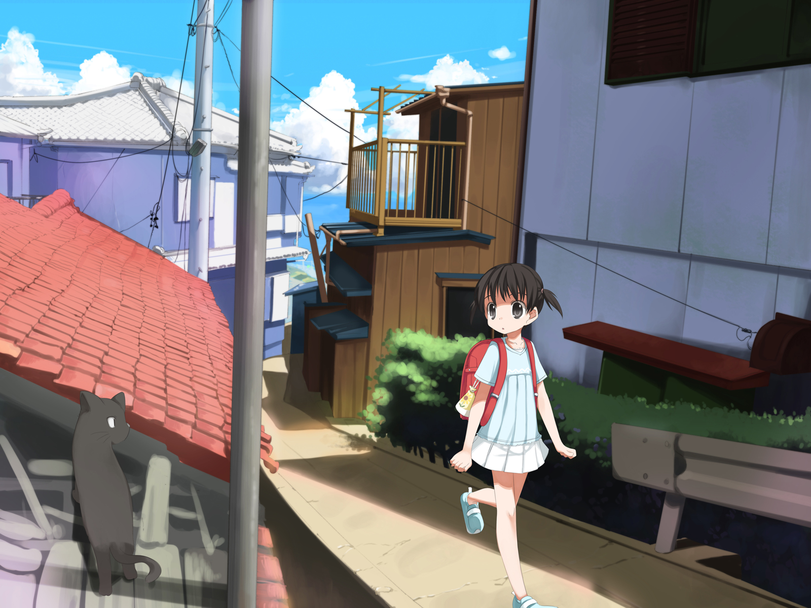 animal, building, cat, loli, original, shouji_ayumu