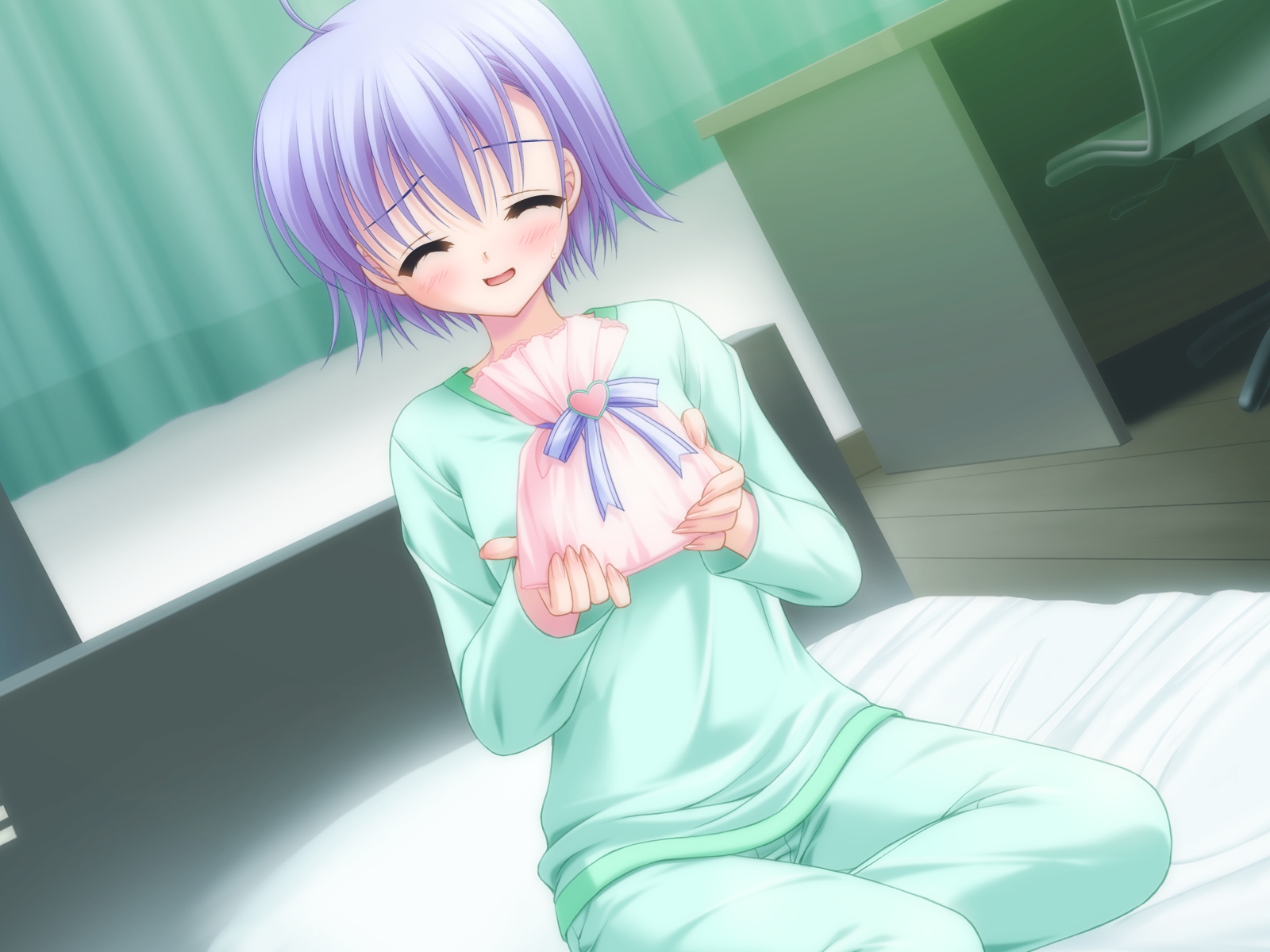 blue_hair, game_cg, nagahashi_ryou, red_eyes, valentine_pink