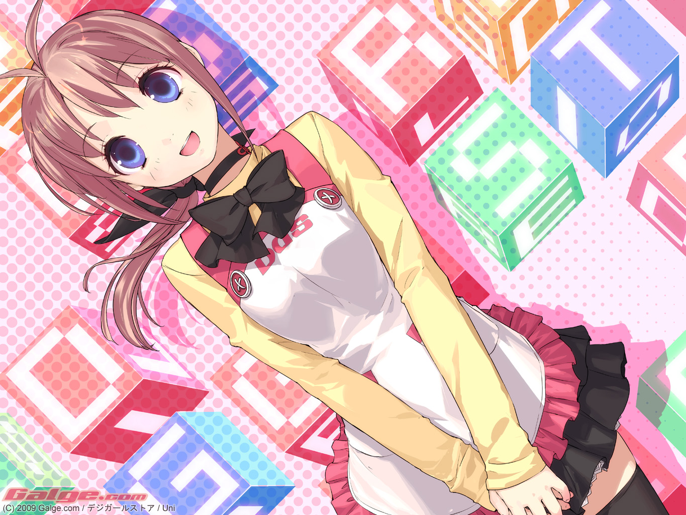 apron, galge.com, logo, ponytail, thighhighs, uni, zettai_ryouiki