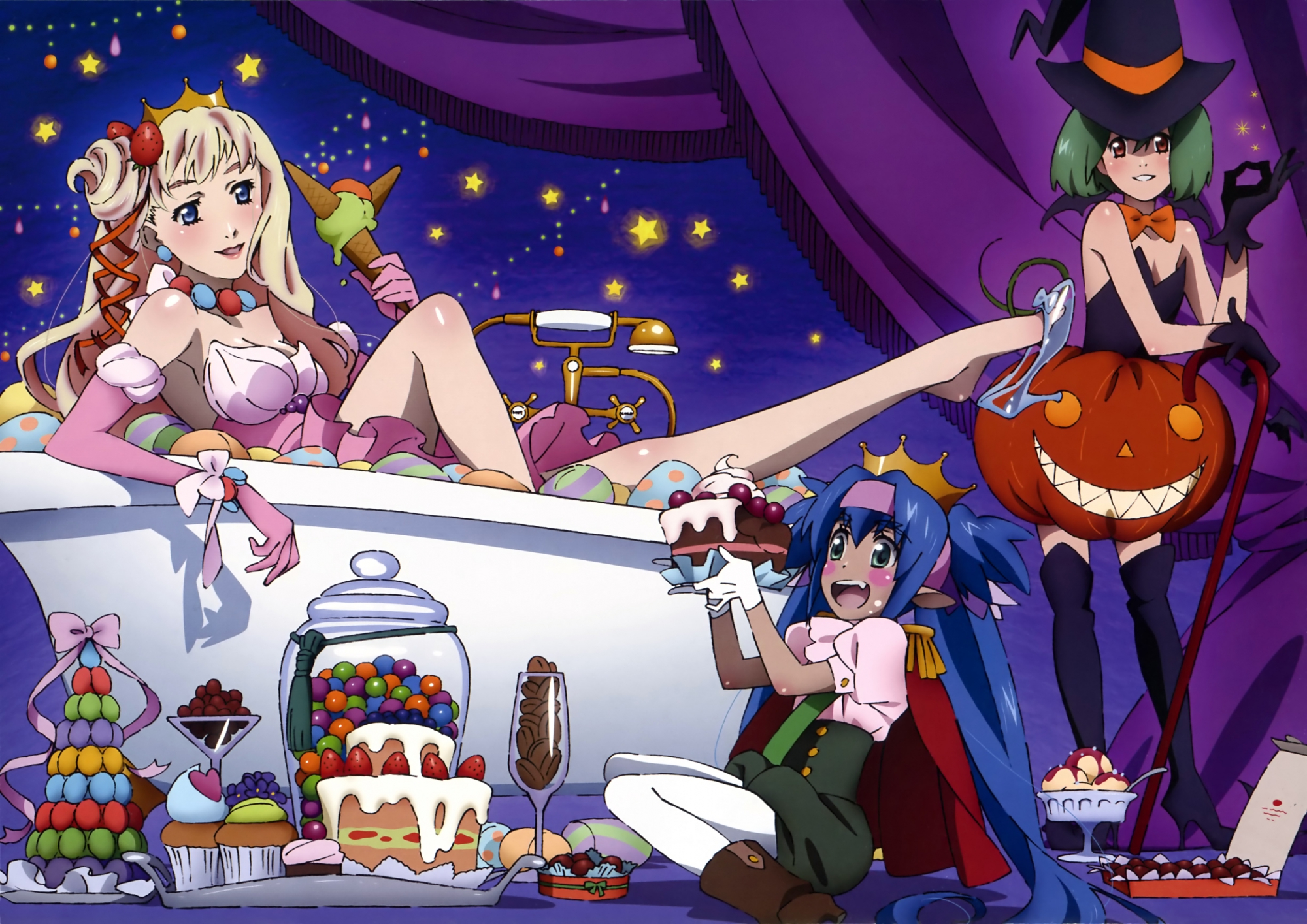 cake, candy, food, halloween, klan_klan, macross, macross_frontier, ranka_lee, scan, sheryl_nome