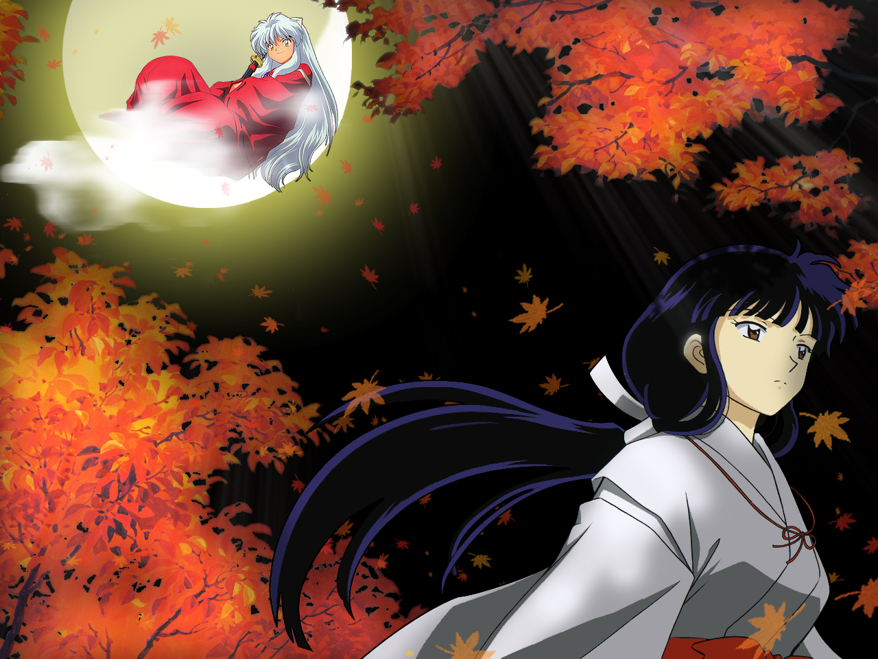inuyasha, inuyasha_(character), kikyou_(inuyasha), male
