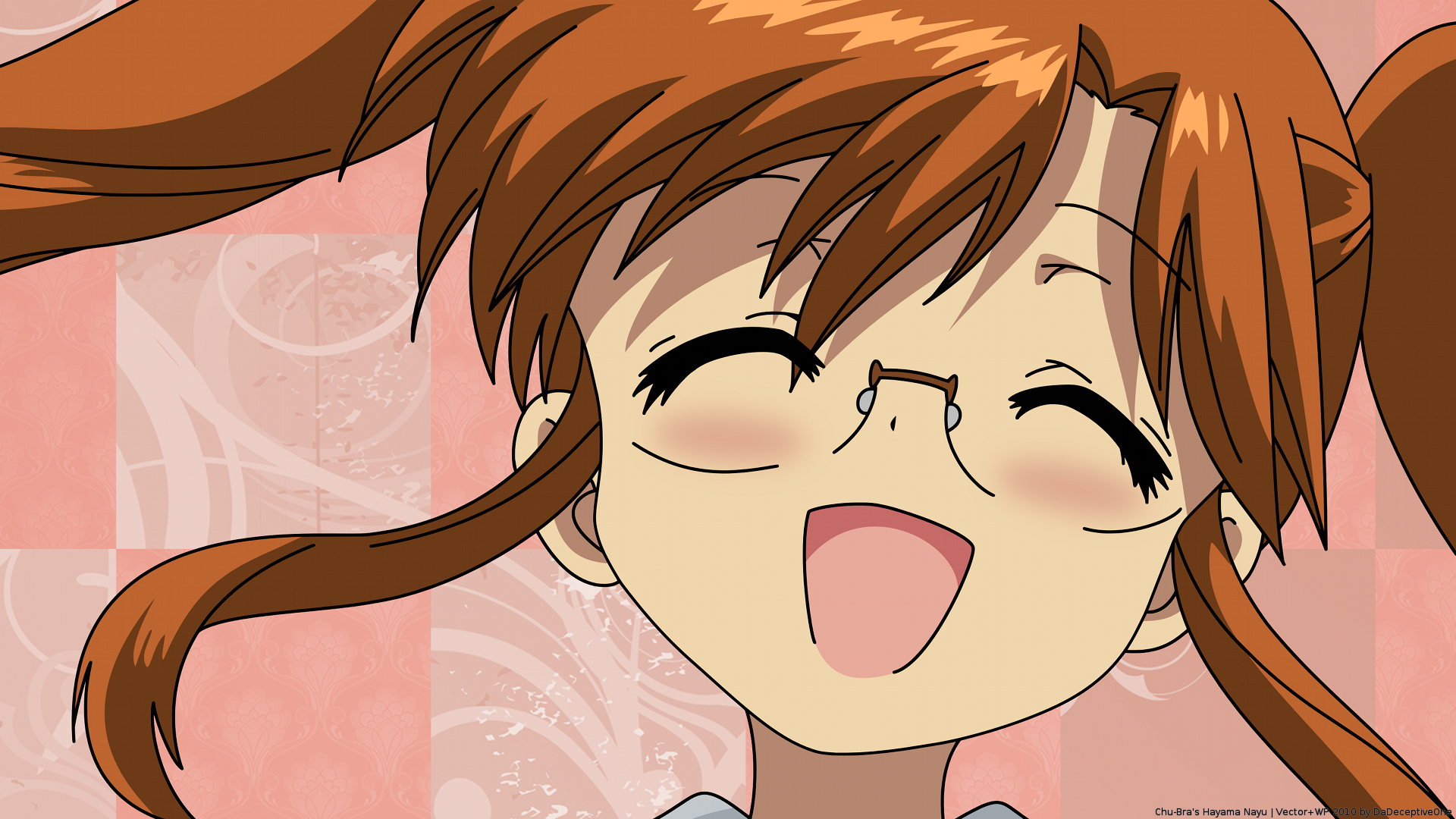 blush, brown_hair, chu-bra!!, close, glasses, hayama_nayu, twintails