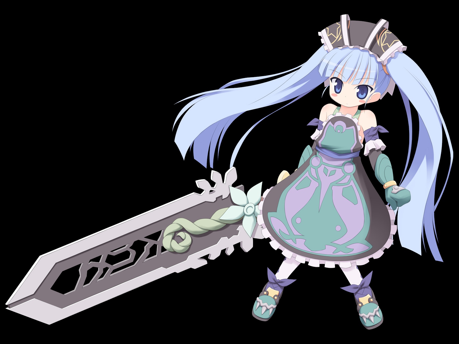 blue_hair, gretel, otogi_juushi_akazukin, sword, tagme, transparent, weapon