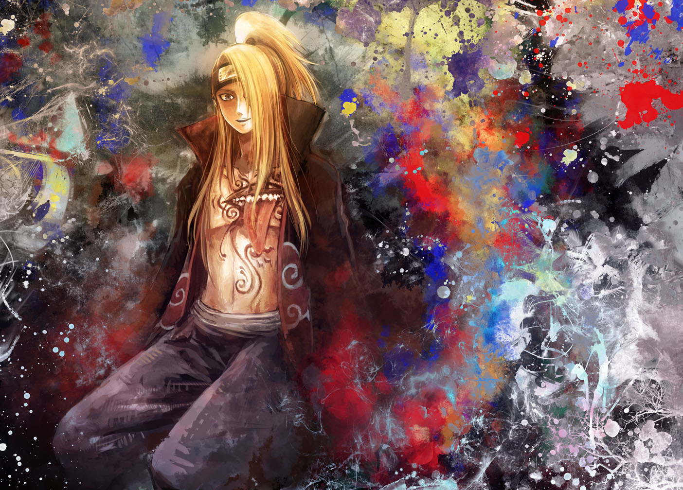 all_male, blonde_hair, deidara, long_hair, male, naruto, ponytail