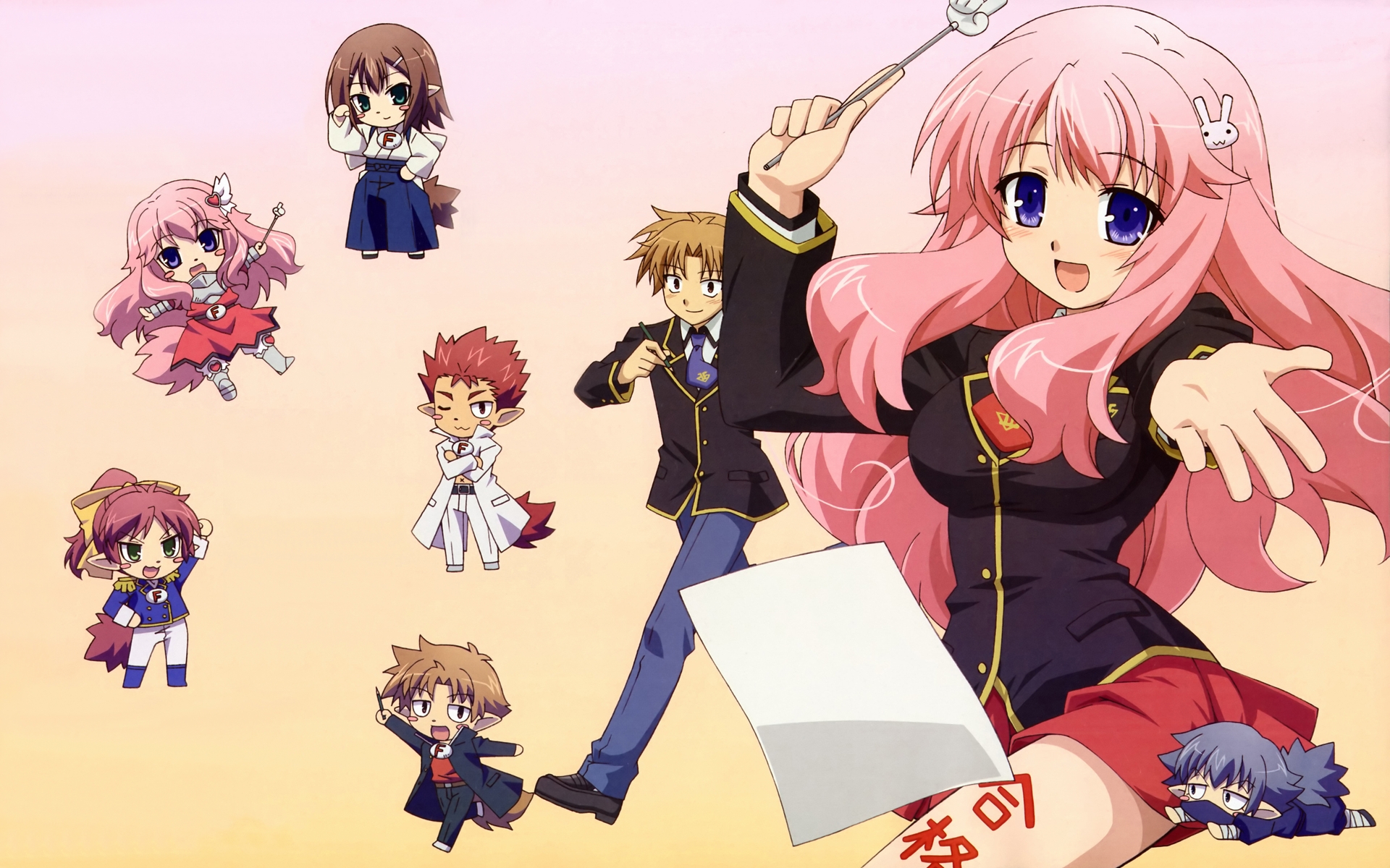 baka_to_test_to_shoukanjuu, blush, chibi, himeji_mizuki, kinoshita_hideyoshi, male, ooshima_miwa, otoko_no_ko