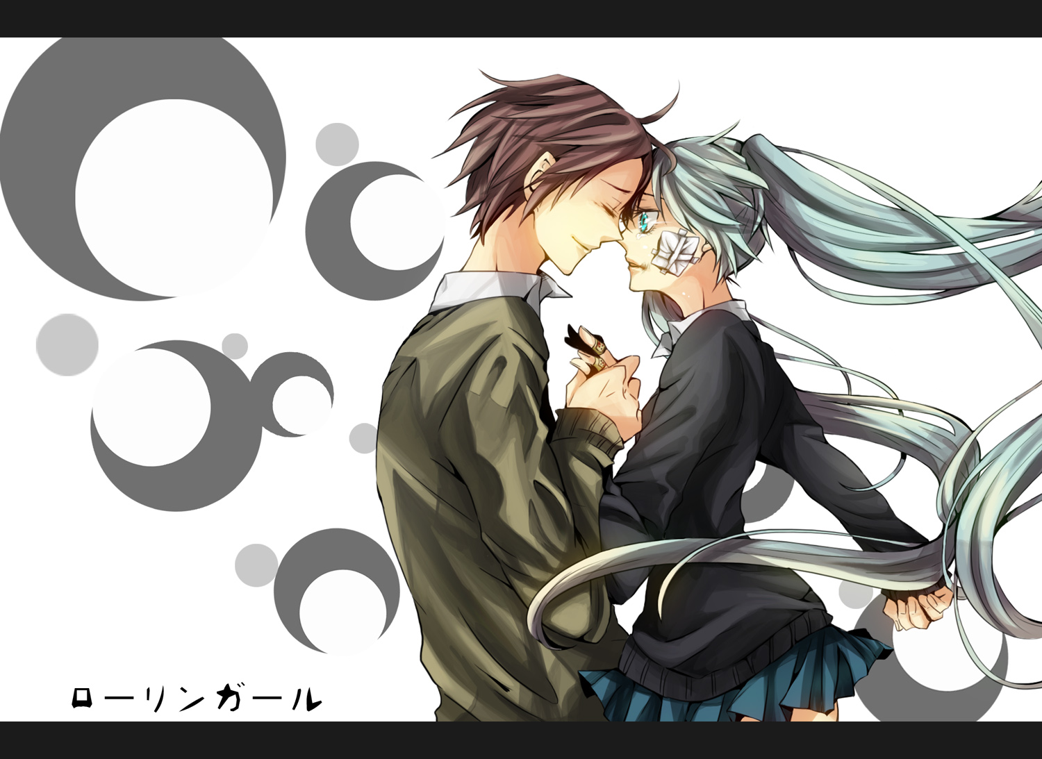 bandaid, hatsune_miku, ichinose_(sorario), rolling_girl_(vocaloid), twintails, vocaloid