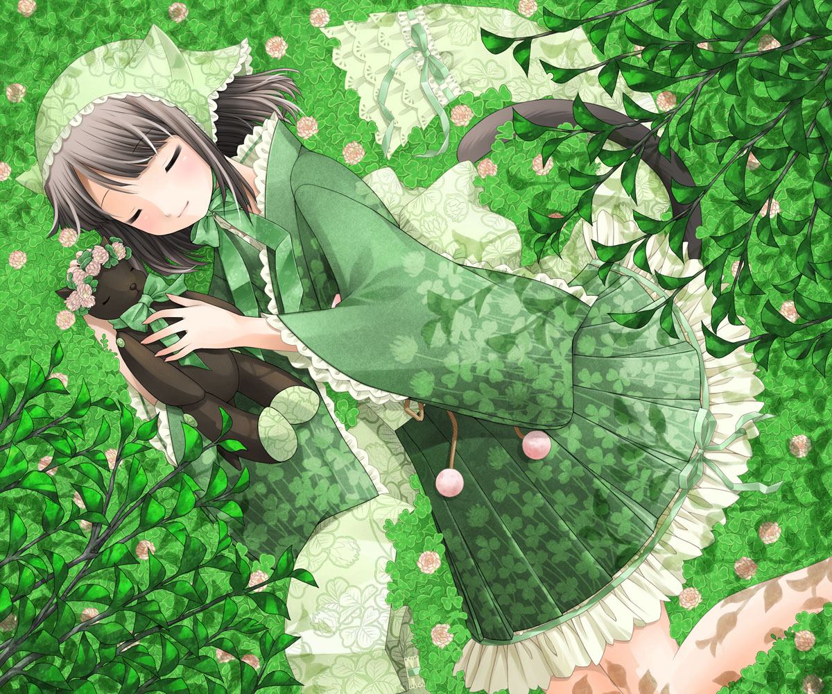 akatsuki_no_kemono, animal_ears, catgirl, green, japanese_clothes, kanzaki_miku, kuroinu, lolita_fashion