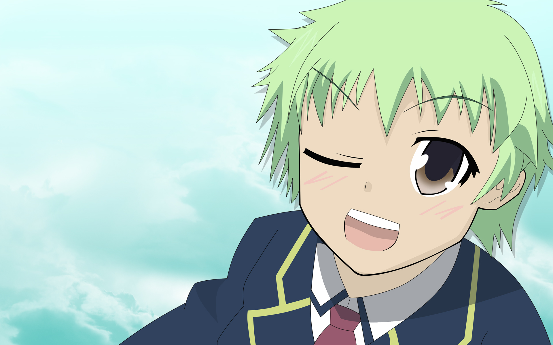 baka_to_test_to_shoukanjuu, green_hair, kudou_aiko, vector