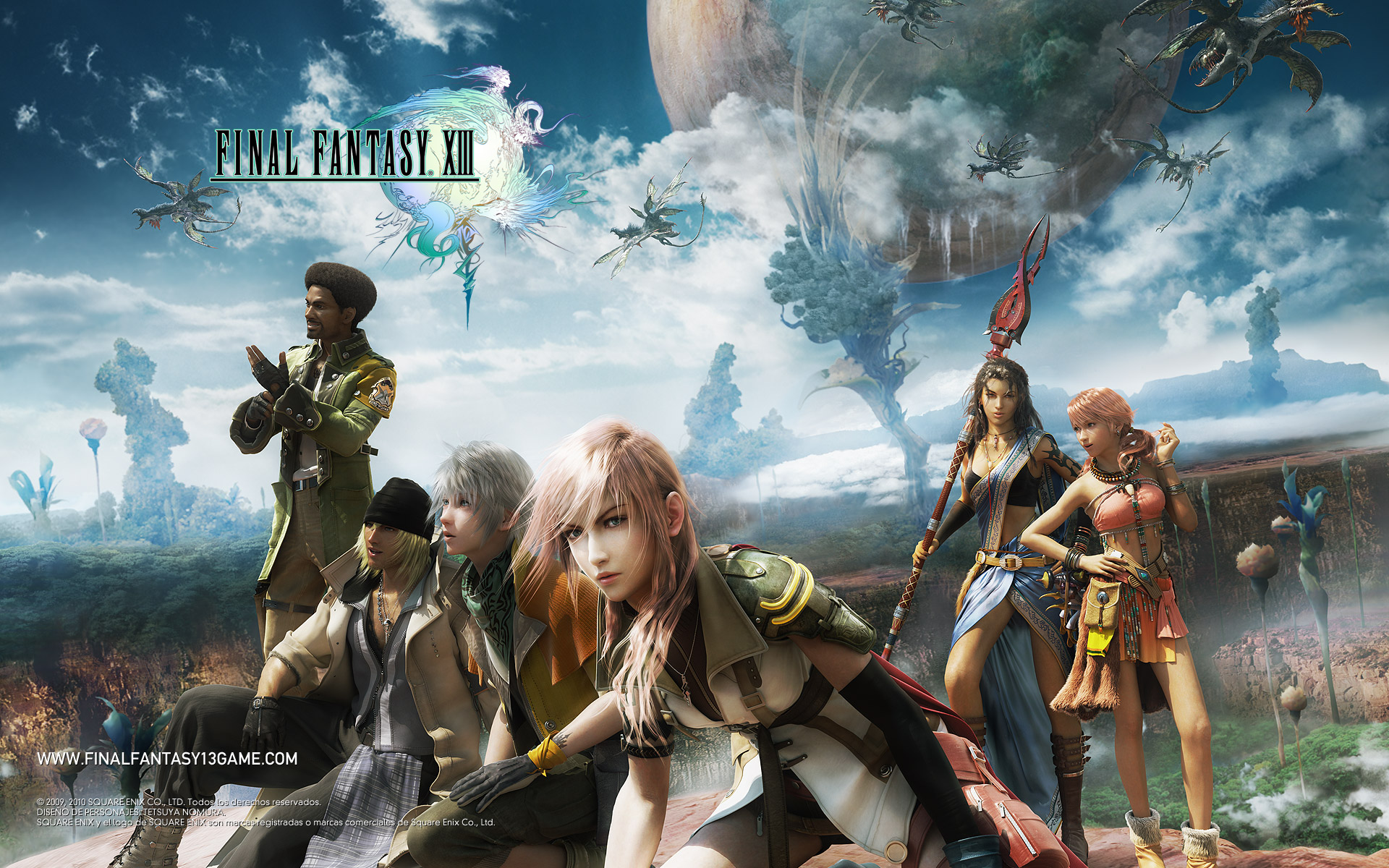 clouds, final_fantasy, final_fantasy_xiii, hope_estheim, landscape, lightning_farron, oerba_dia_vanille, oerba_yun_fang, sazh_katzroy, scenic, sky, snow_villiers