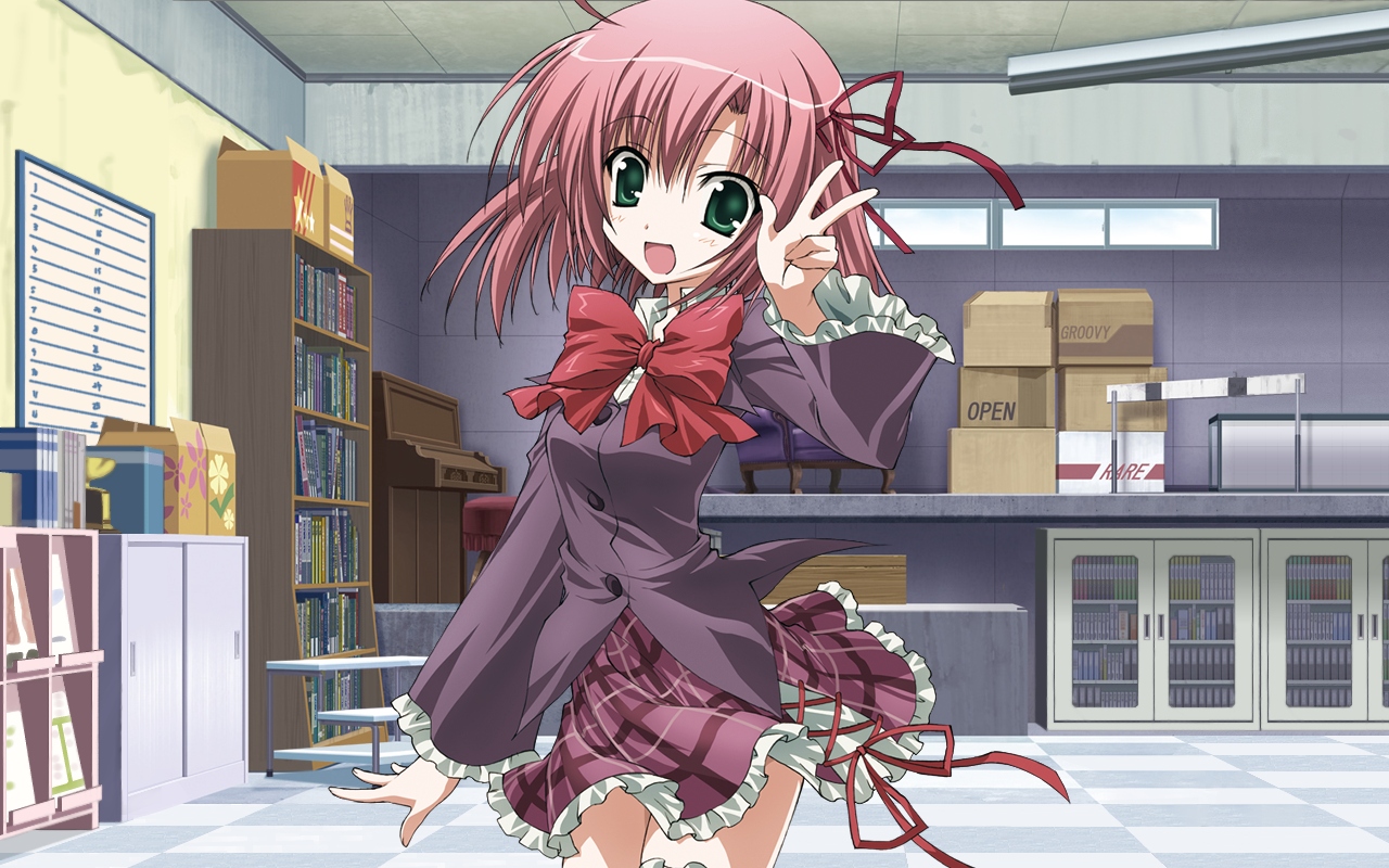 green_eyes, pink_hair, sakurano_kurimu, school_uniform, seitokai_no_ichizon