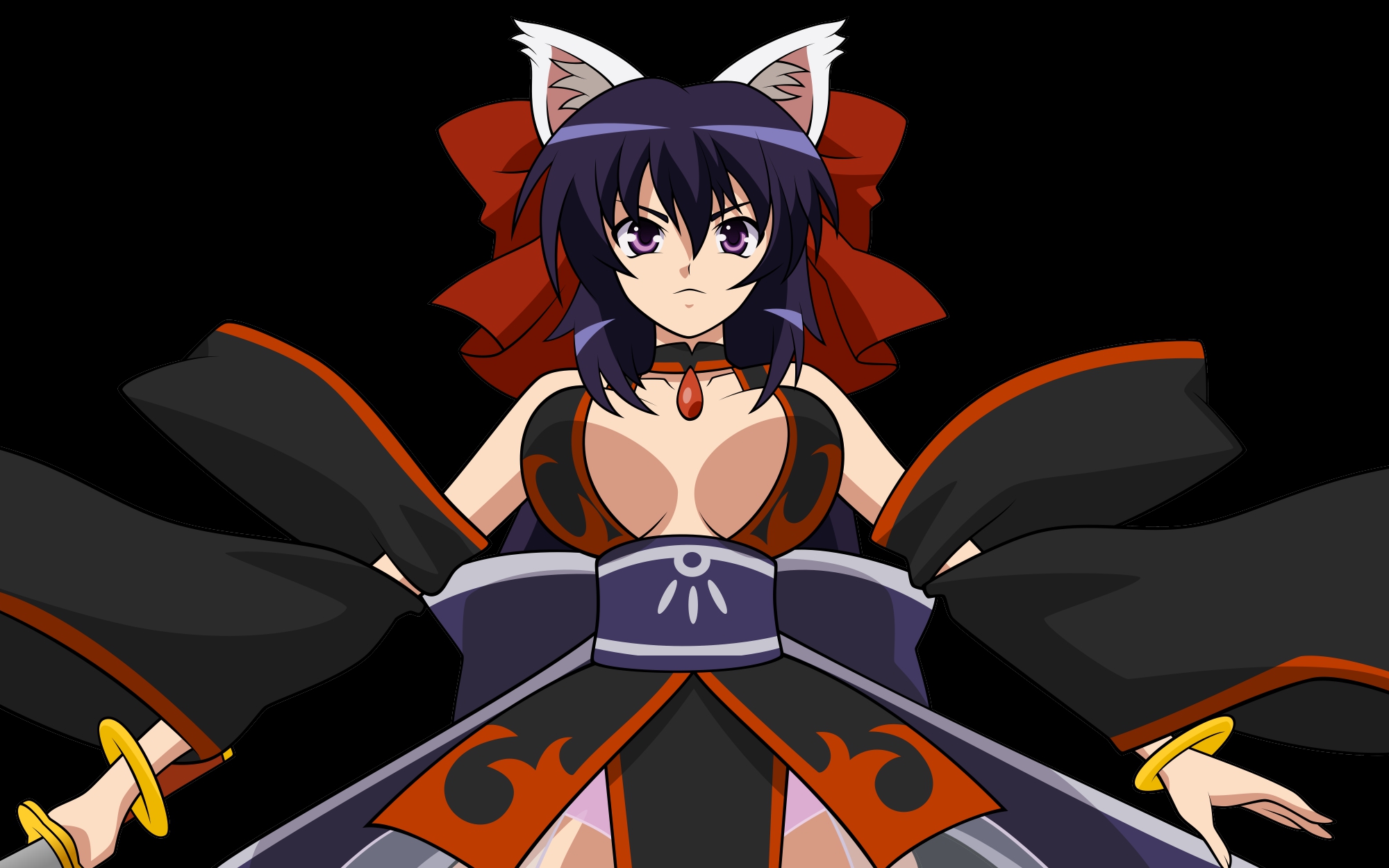animal_ears, breasts, himari, omamori_himari, purple_eyes, purple_hair, short_hair, sword