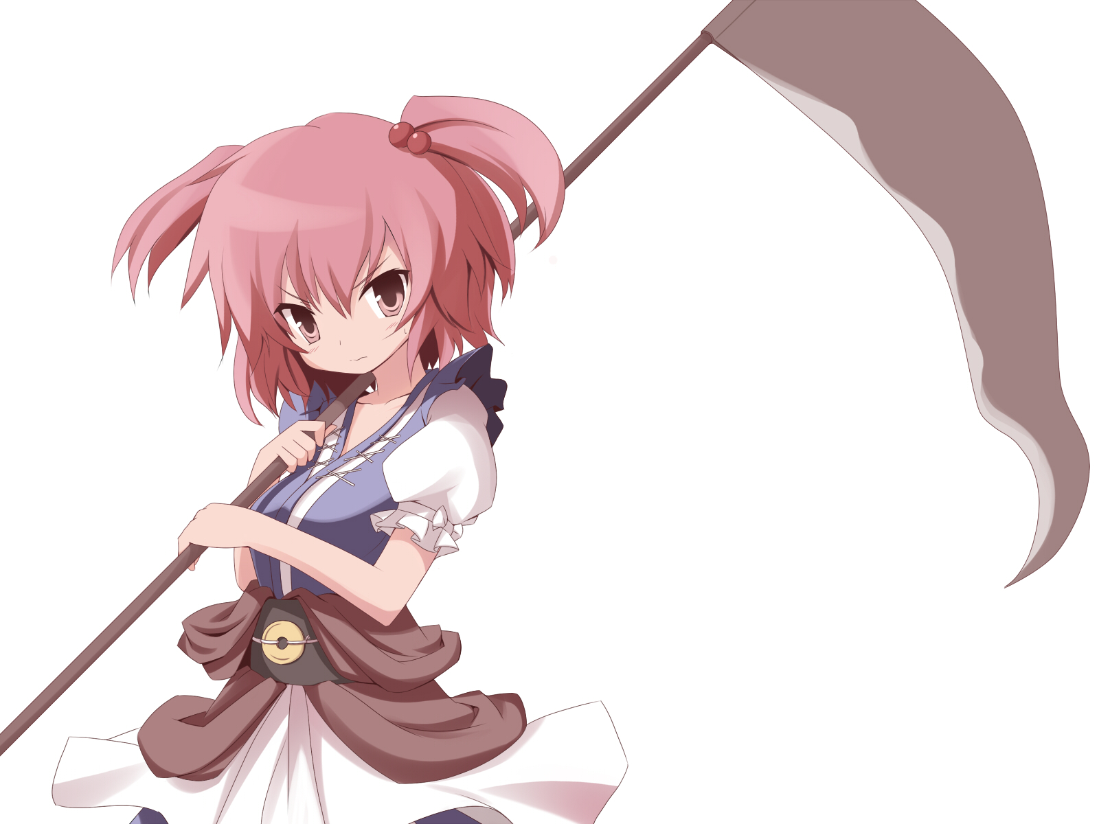 machily, onozuka_komachi, red_eyes, red_hair, scythe, short_hair, touhou, weapon, white