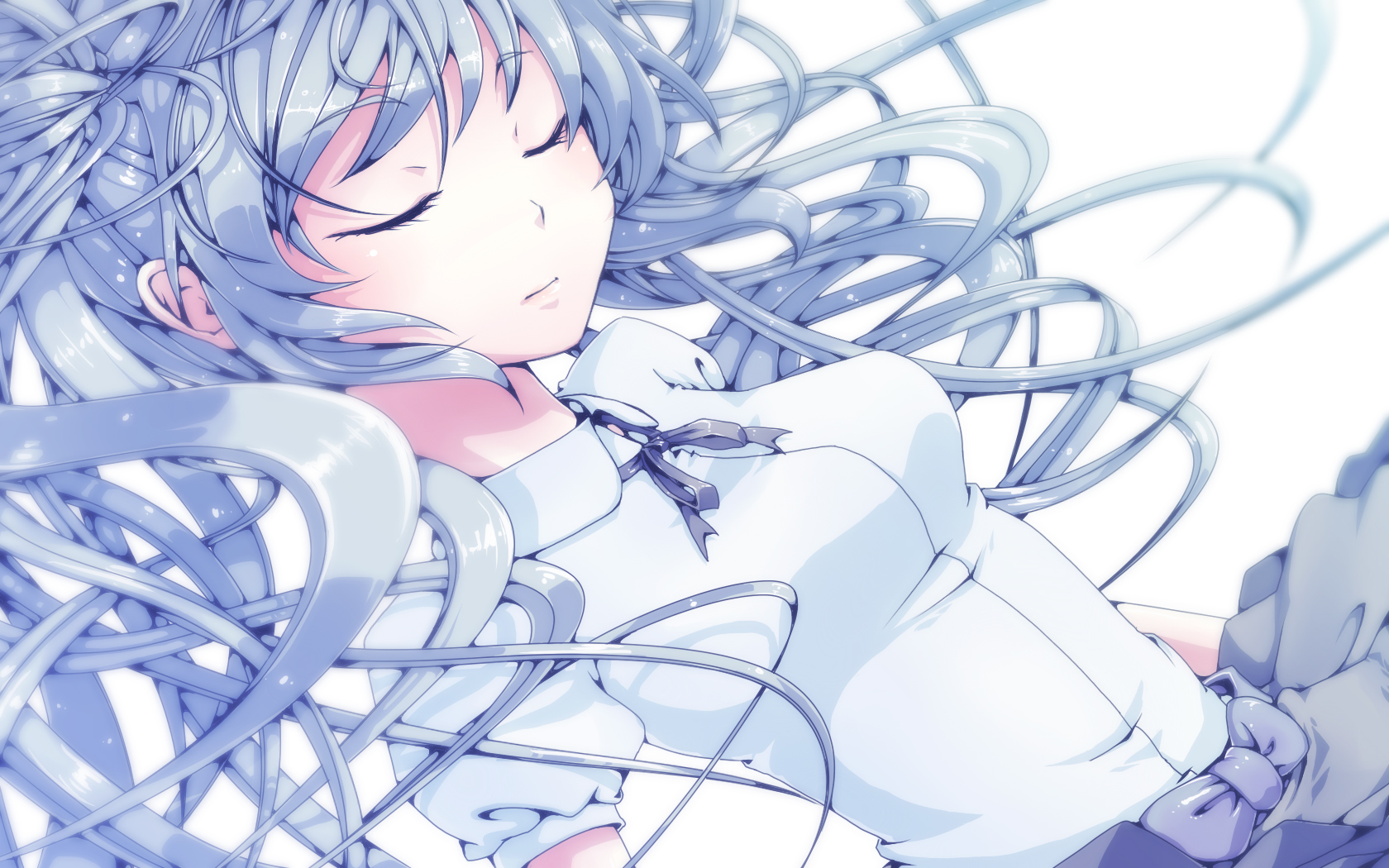 gray_hair, hatsune_miku, long_hair, tsubaki_ki, twintails, vocaloid