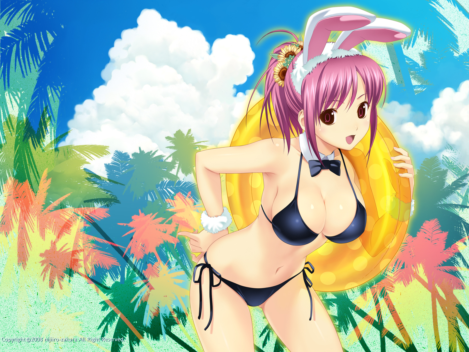 animal_ears, bikini, bunny_ears, bunnygirl, hinata_hanabi, koutaro, swim_ring, swimsuit, tropical_kiss, twinkle