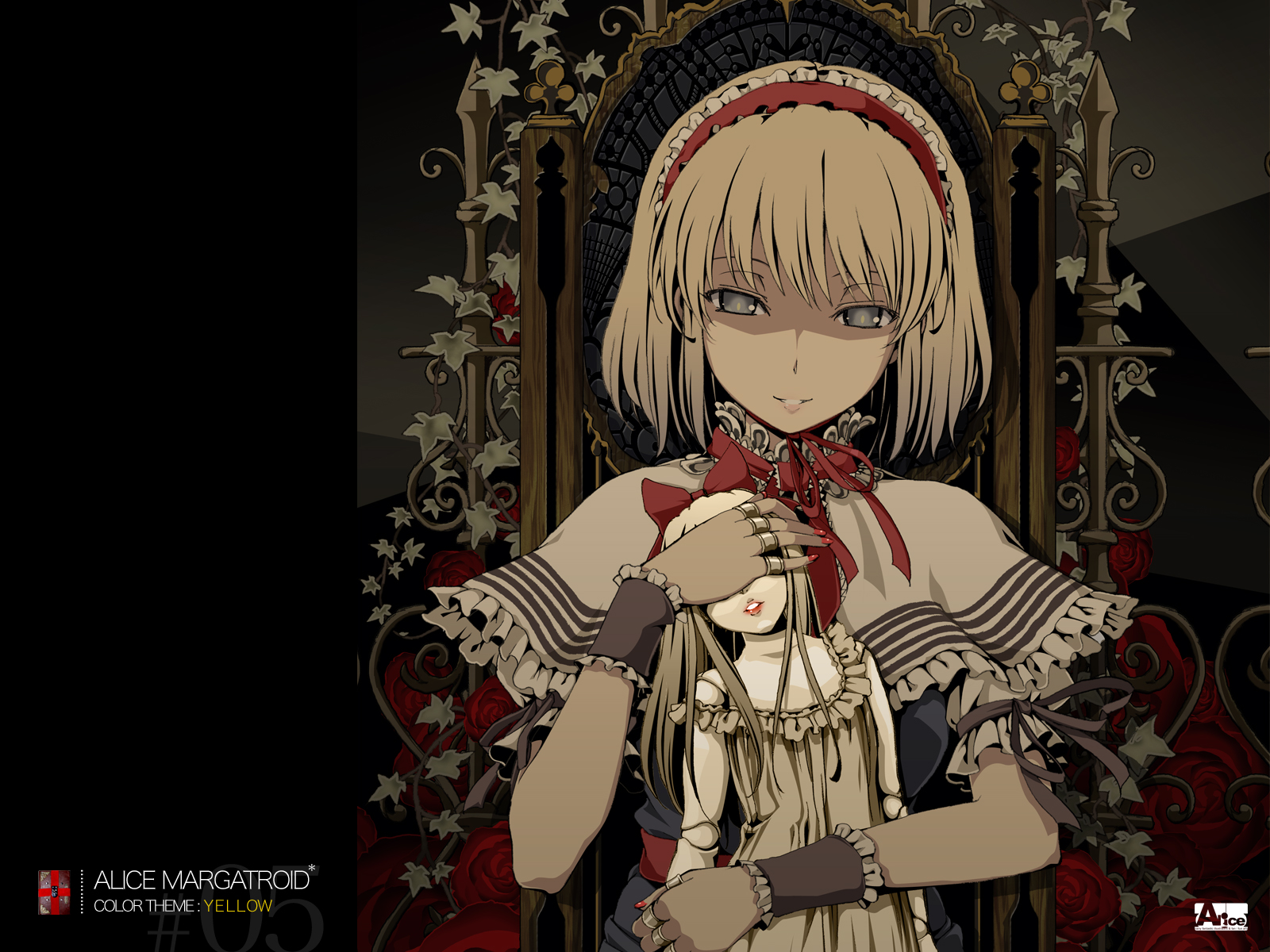 alice_margatroid, azuma_syoujuan, blonde_hair, blue_eyes, doll, dress, ribbons, short_hair, touhou
