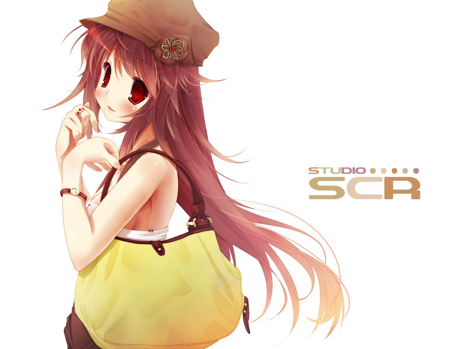 hat, misaki_shiki, red_eyes, scarlet_(studioscr), subarashiki_kono_sekai, white