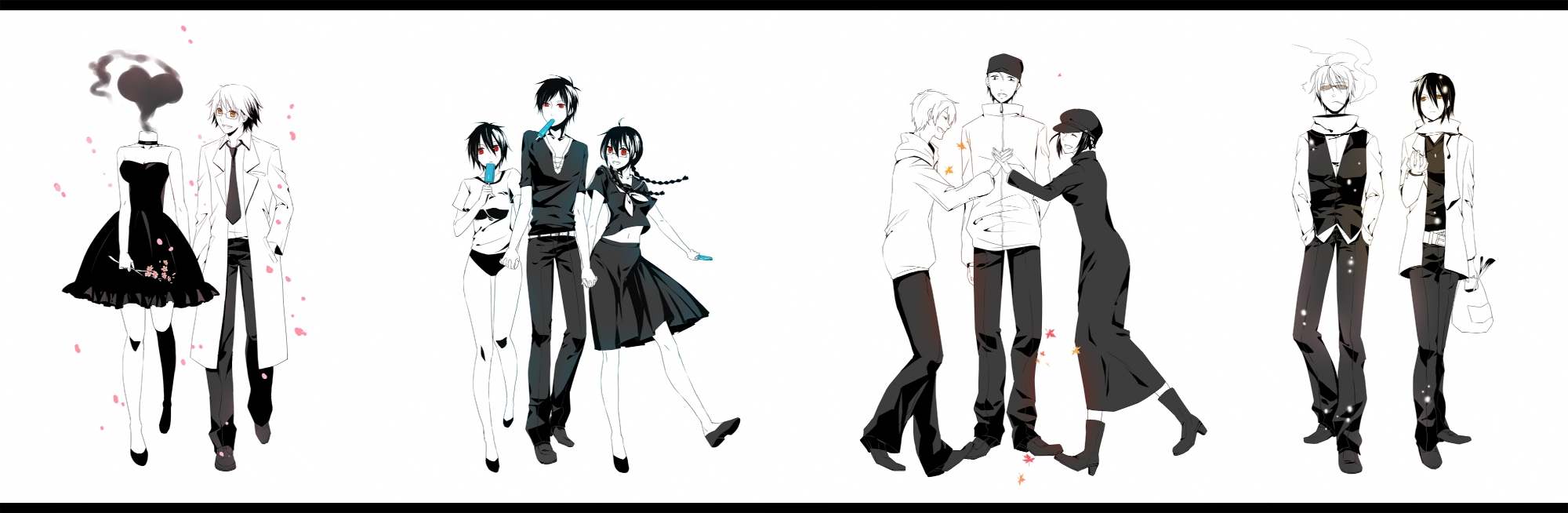 bloomers, boots, braids, celty_sturluson, cigarette, dress, durarara!!, food