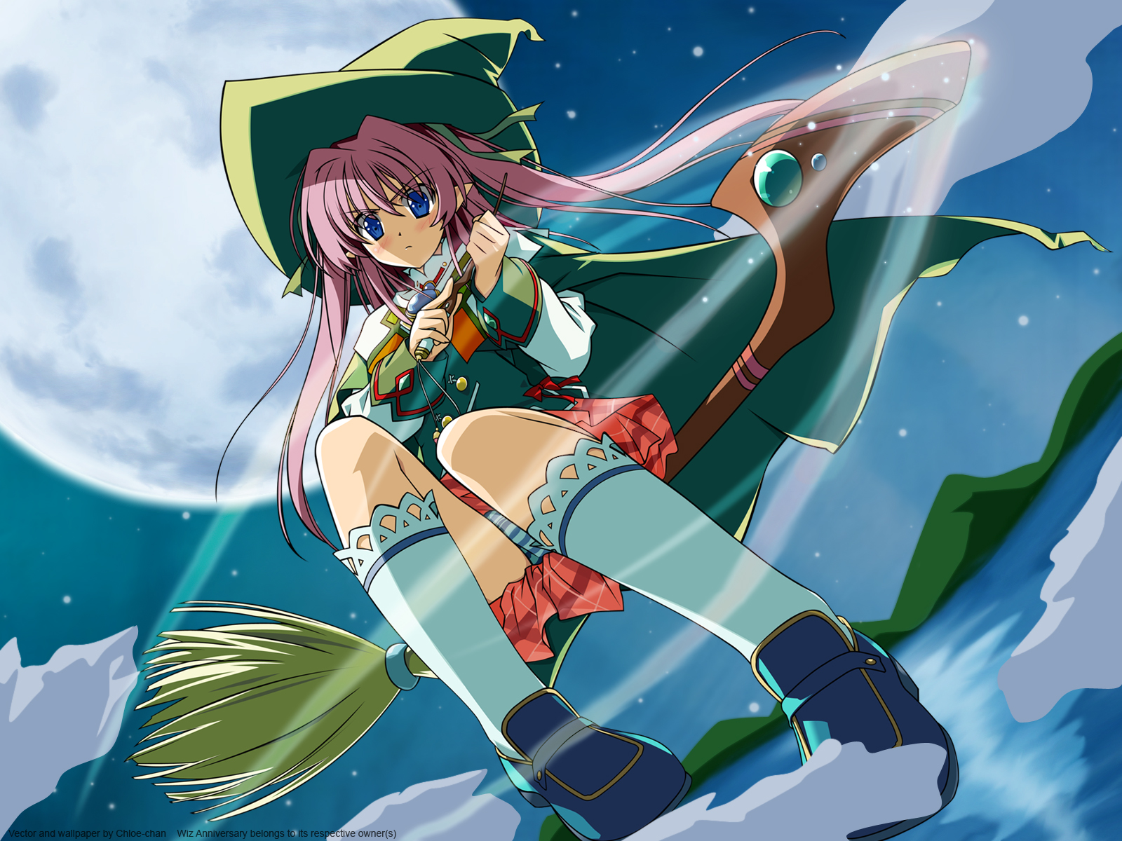 hat, panties, pointed_ears, skirt, sky, striped_panties, underwear, witch, wiz_anniversary