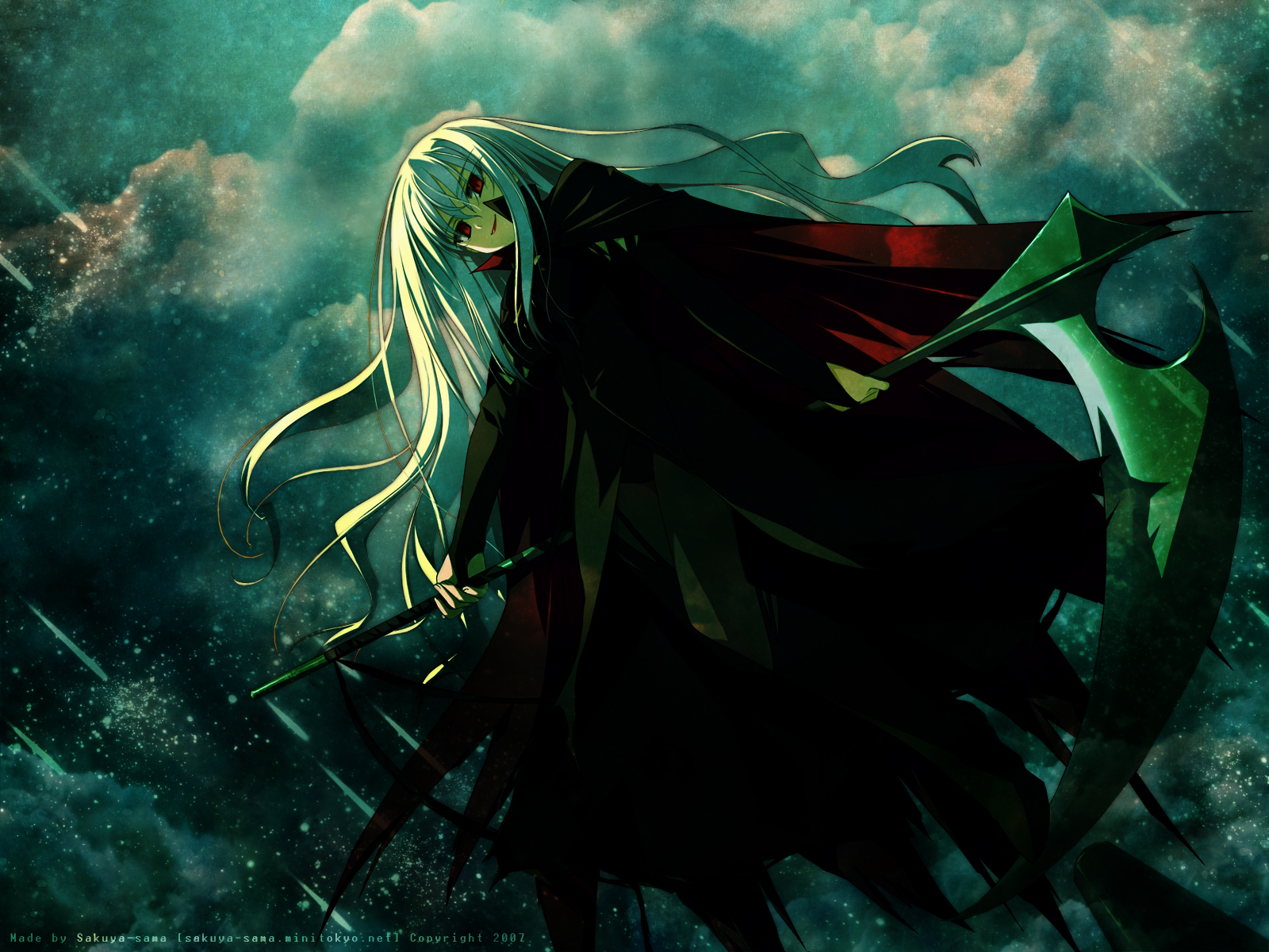 scythe, sky, stars, weapon, wiz_anniversary