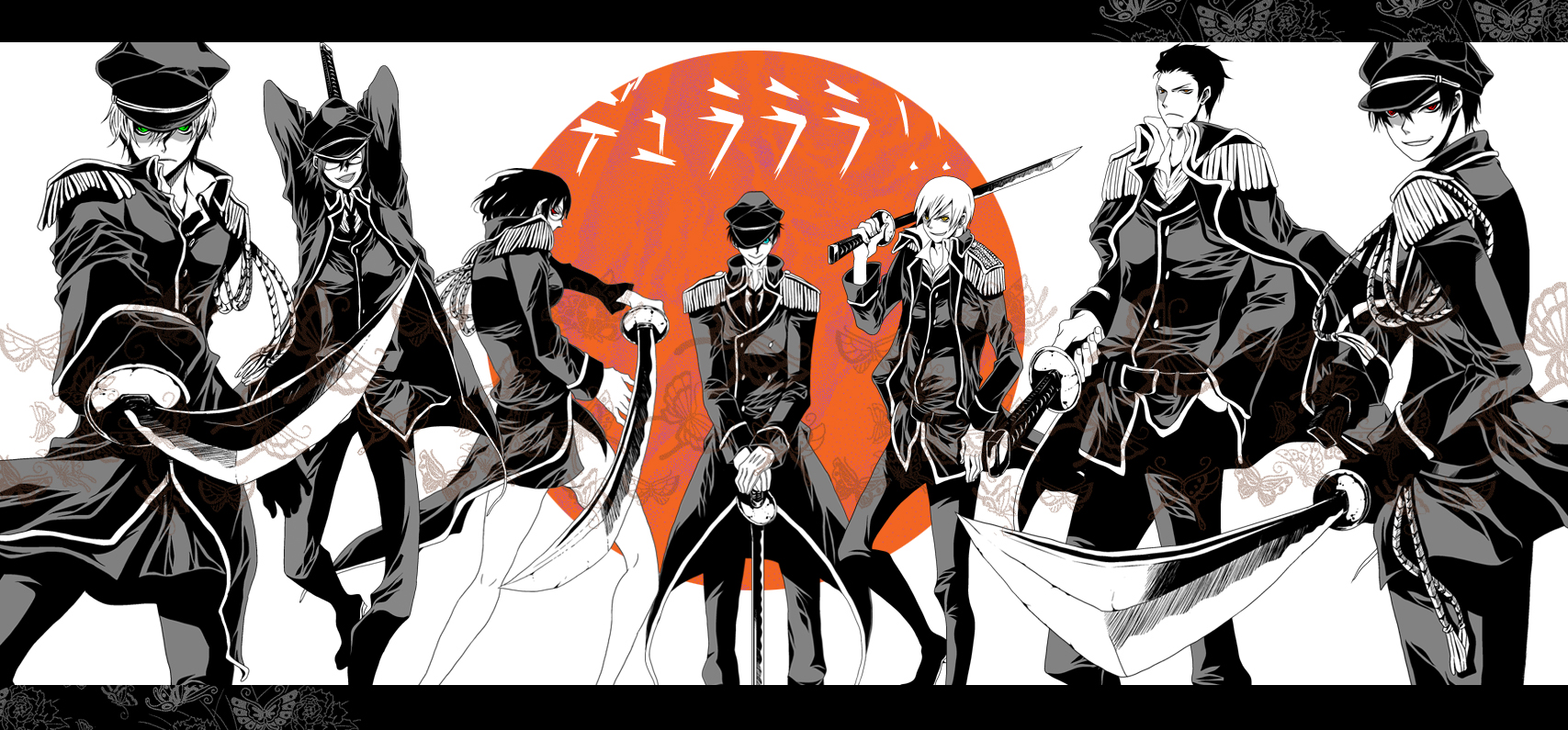 blue_eyes, durarara!!, glasses, green_eyes, group, hat, heiwajima_shizuo, kadota_kyohei