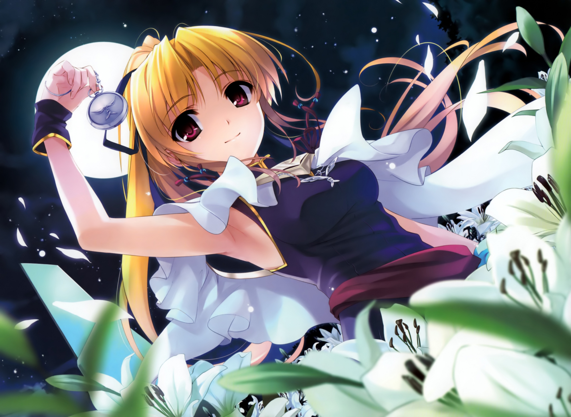 blonde_hair, cynthia_marguerite, misaki_kurehito, moon, scan, yoake_mae_yori_ruri_iro_na