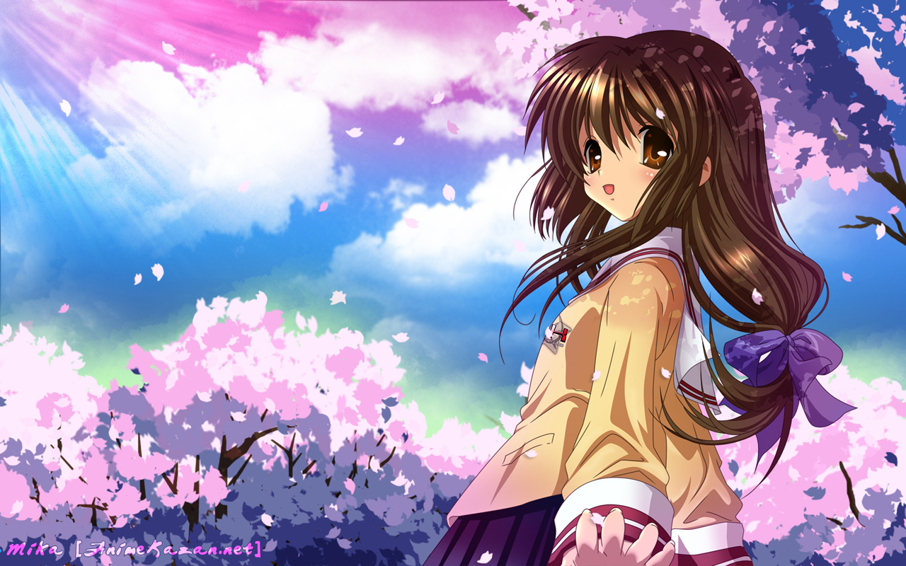 cherry_blossoms, clannad, flowers, ibuki_fuuko