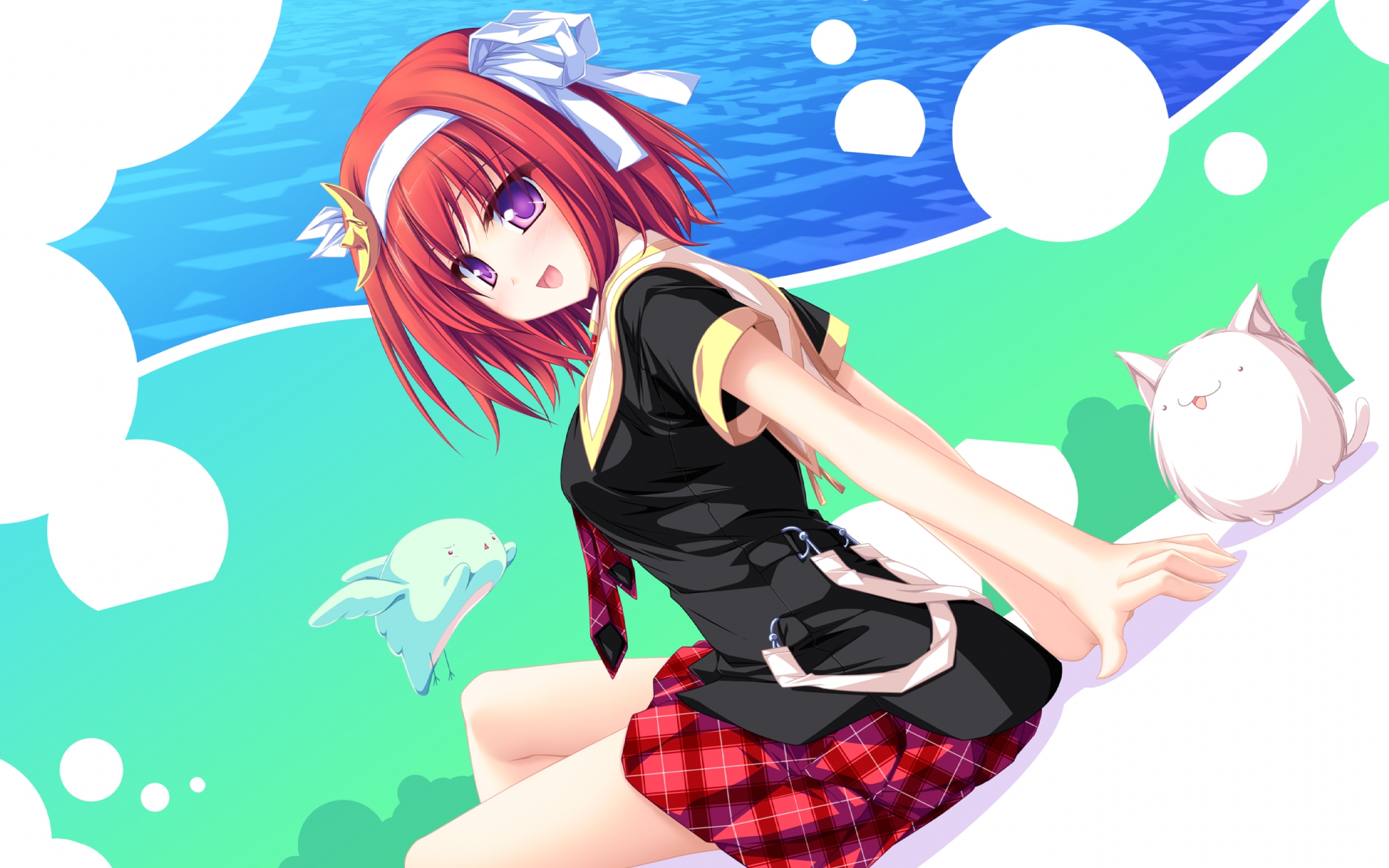 animal, purple_eyes, school_uniform, short_hair, suzukaze_no_melt, tenmaso, tsubaki_nazuna