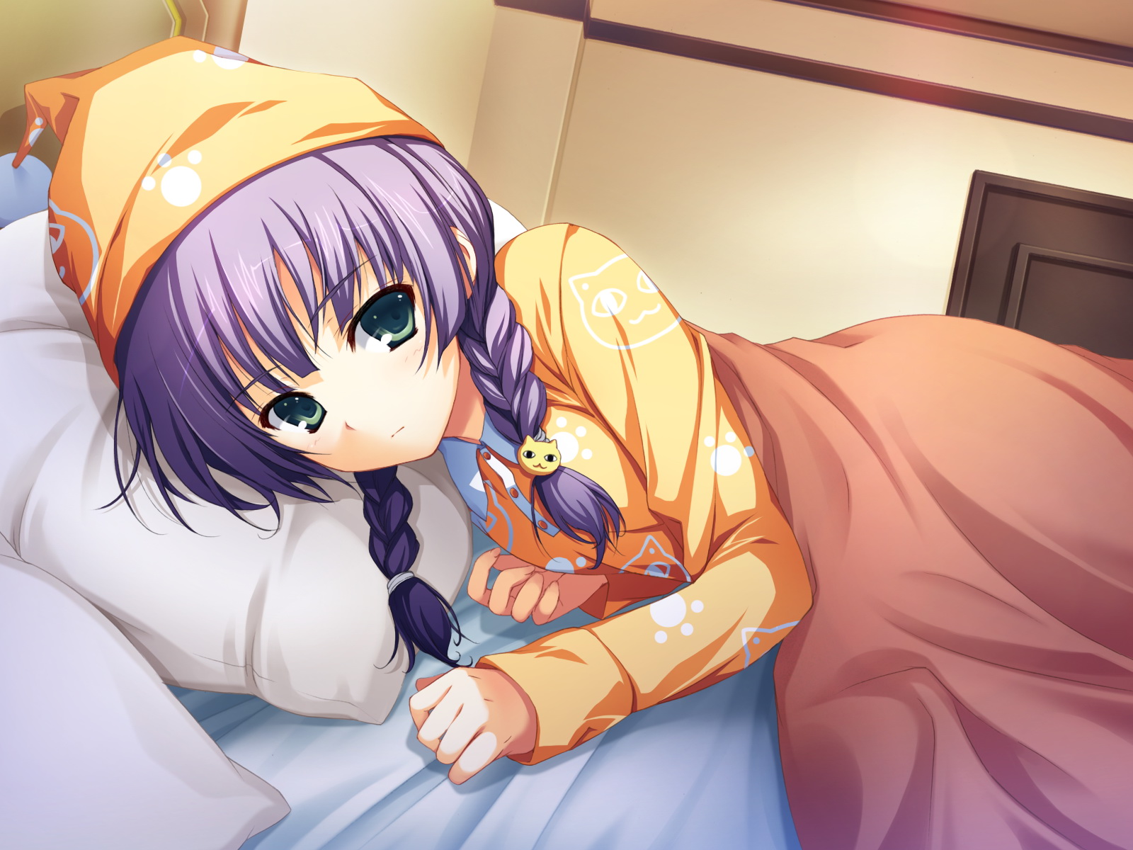 akatsuki_no_goei, bed, game_cg, pajamas, syangrila, tomose_shunsaku, tsuki