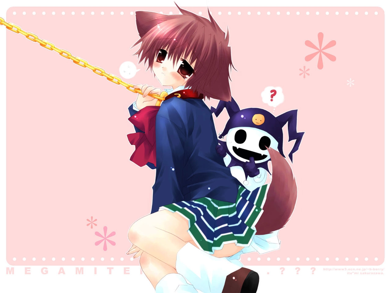 altus, chain, collar, doggirl, hinata_(pure_pure), jack_frost, persona, pure_pure