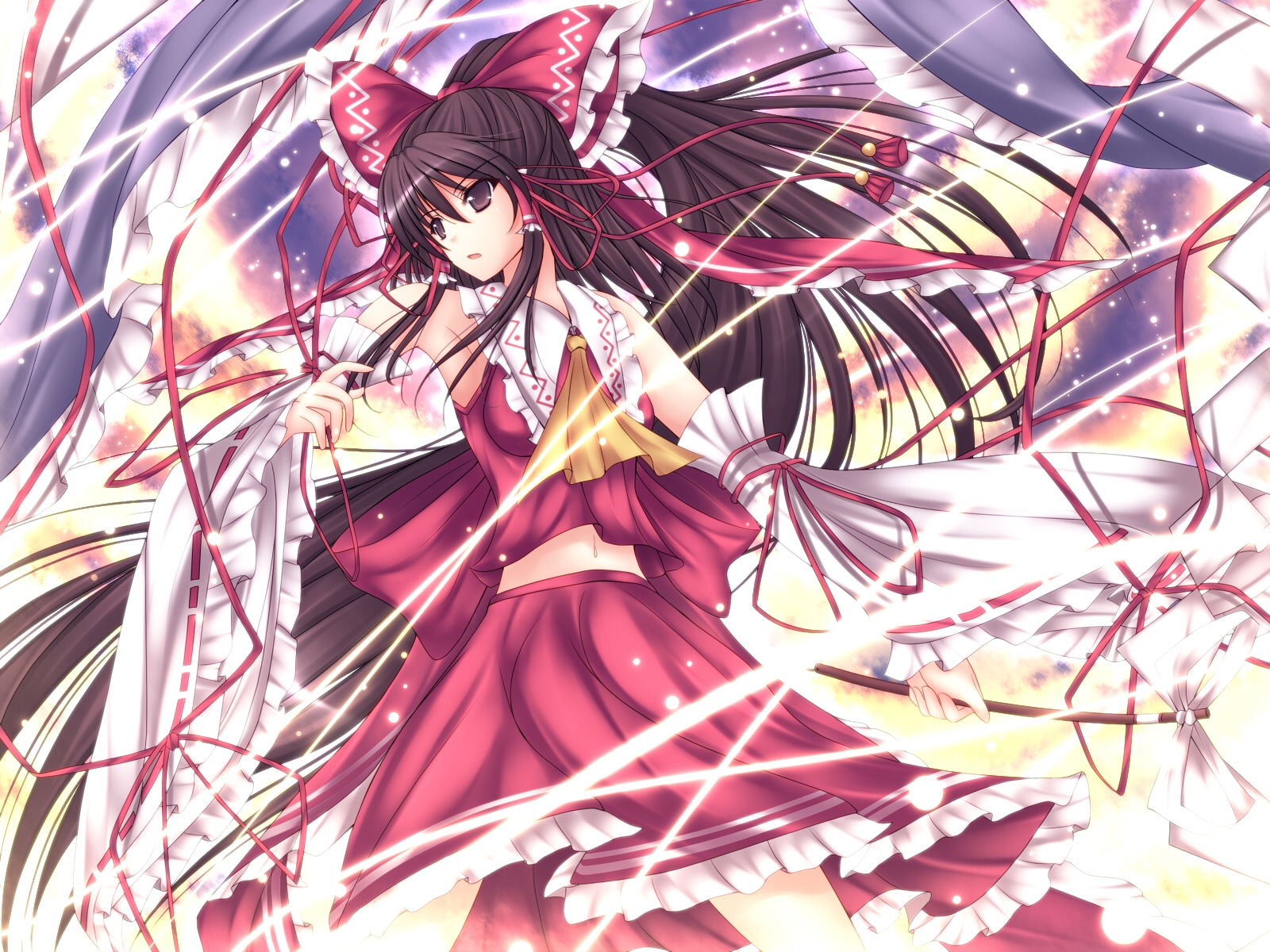 bow, brown_eyes, brown_hair, hakurei_reimu, japanese_clothes, long_hair, mikan_(5555), miko
