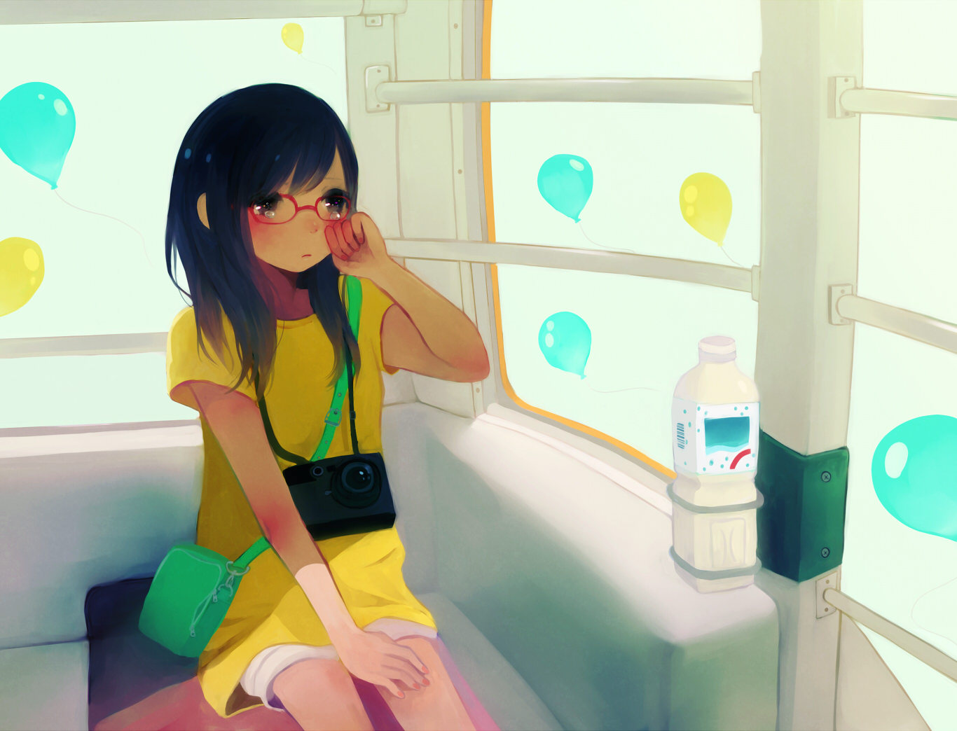 black_hair, camera, crying, glasses, original, tamayo, tears