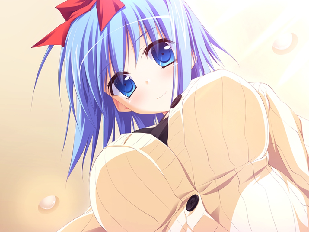 alcot, blue_eyes, blue_hair, blush, breasts, game_cg, miyoshi_ran, nimura_yuushi, osananajimi_wa_daitouryou, ribbons, short_hair