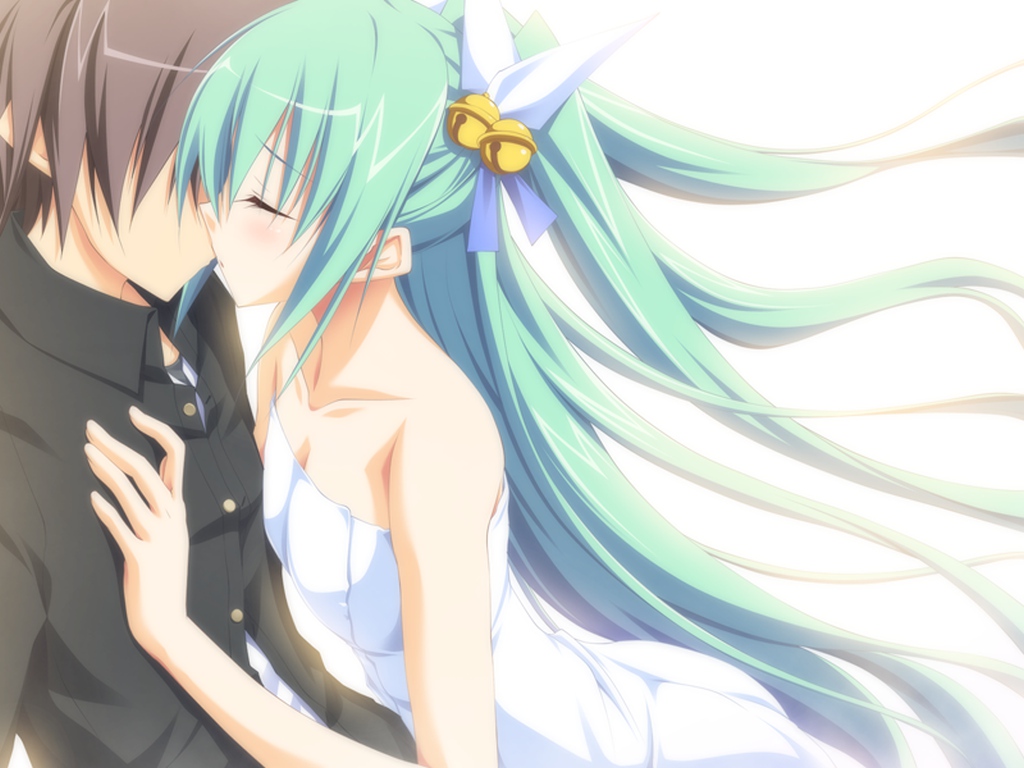 alcot, blush, ezekiel, game_cg, green_hair, kiss, long_hair, nimura_yuushi