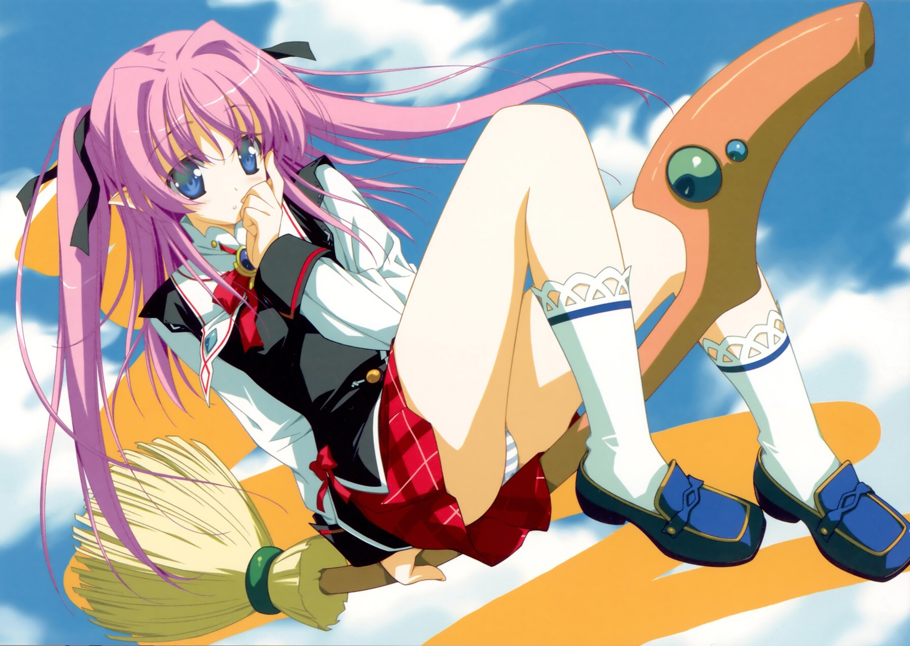 blue_eyes, charlott_camile_herlingum, panties, pointed_ears, striped_panties, tagme, underwear, wiz_anniversary