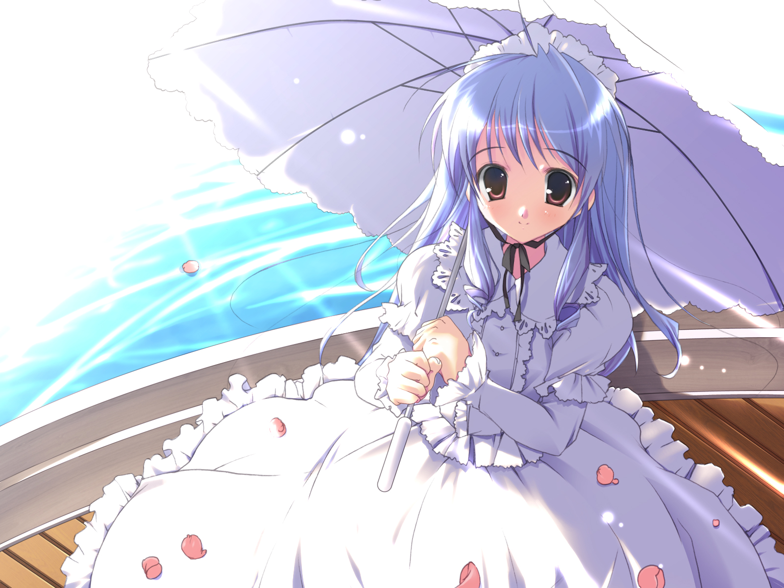 goth-loli, lolita_fashion, minakami_aria, pink_chuchu, sister_princess, umbrella, water
