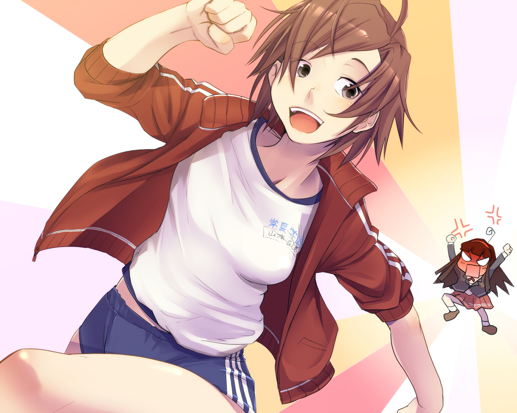 bloomers, brown_eyes, brown_hair, gym_uniform, painpa