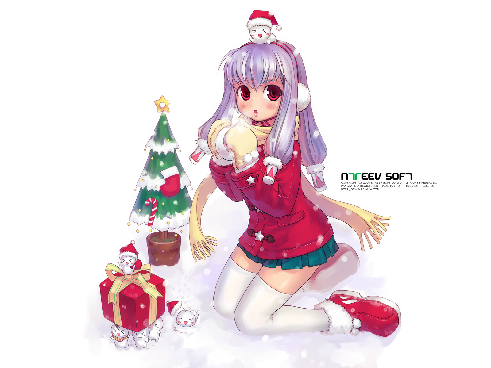 blush, christmas, earmuffs, gloves, long_hair, pangya, purple_hair, red_eyes