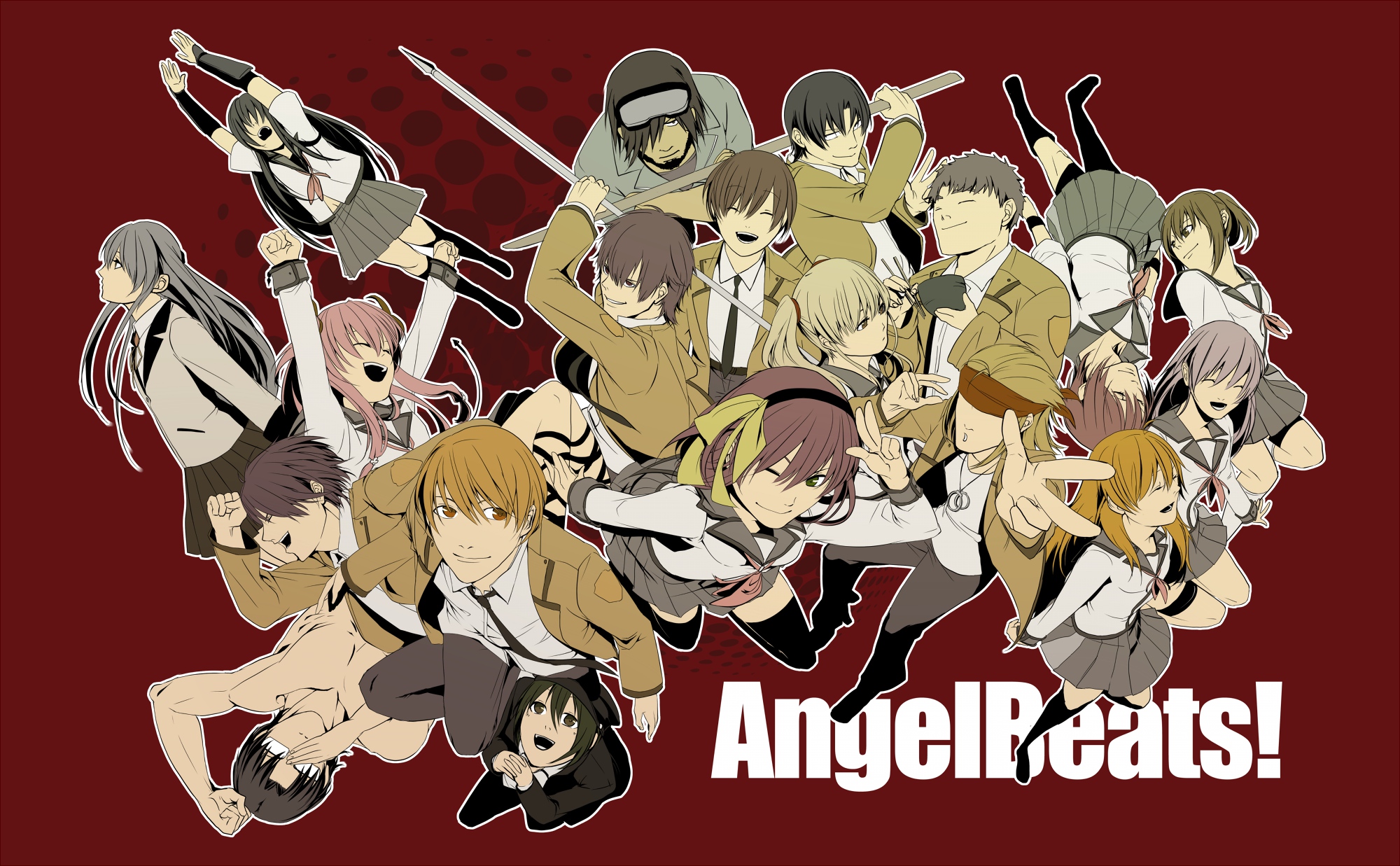 angel_beats!, chaa, fujimaki, glasses, hinata_hideki, hisako, irie_miyuki, iwasawa_masami