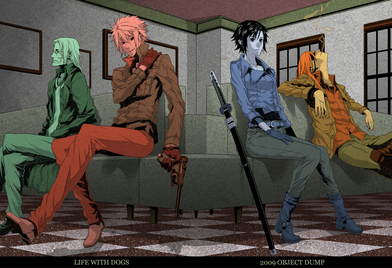 badou_nails, dogs:_bullets_&_carnage, fuyumine_naoto, gun, haine_rammsteiner, katana, mihai_mihaeroff, polychromatic